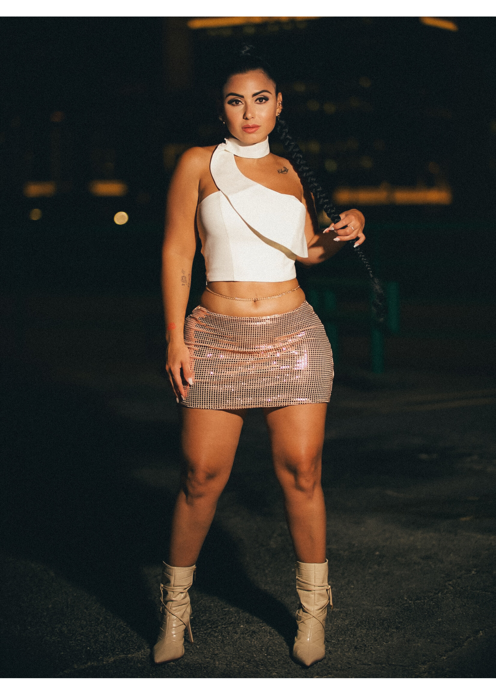 Nylon Spandex Slinky Micro Mini Skirt