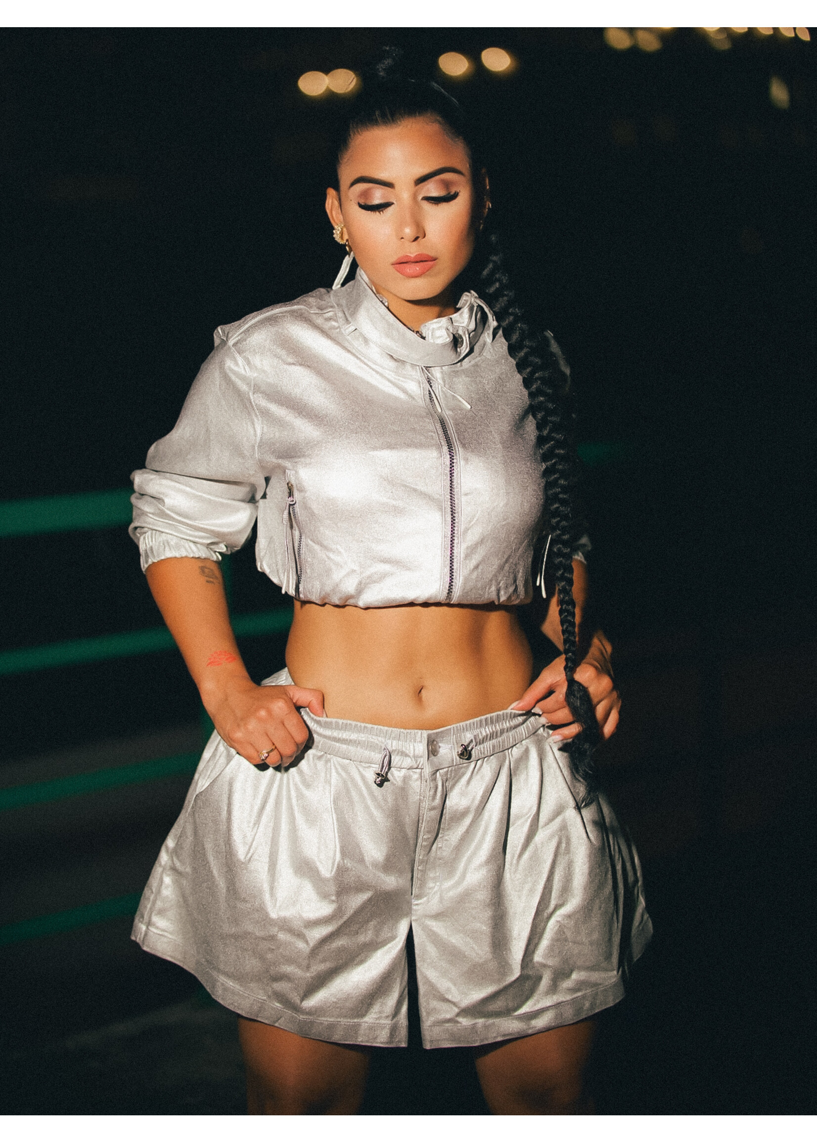 Glitter Pleated Shorts