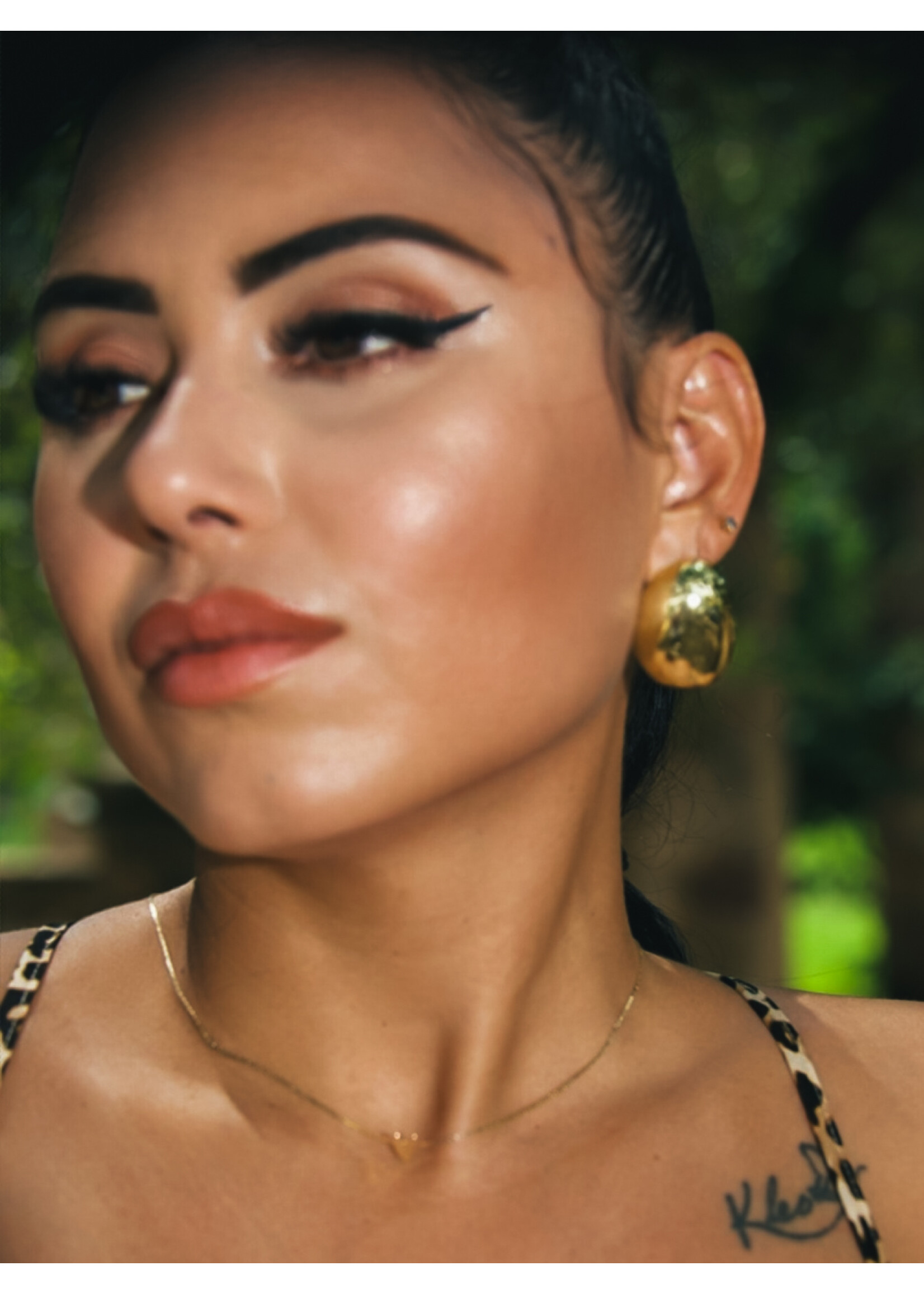 Gold Oval Dome Earrings