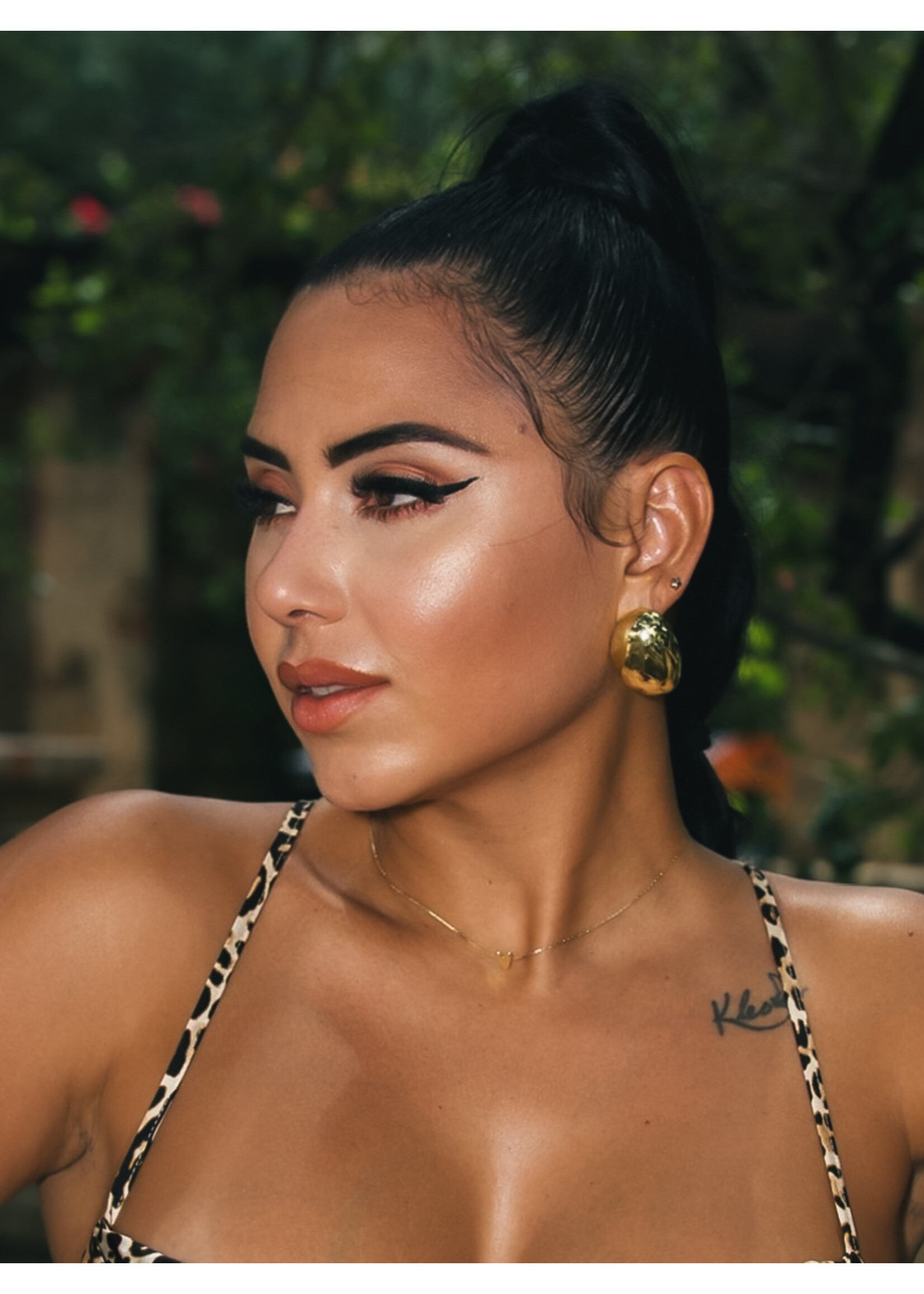 Gold Oval Dome Earrings