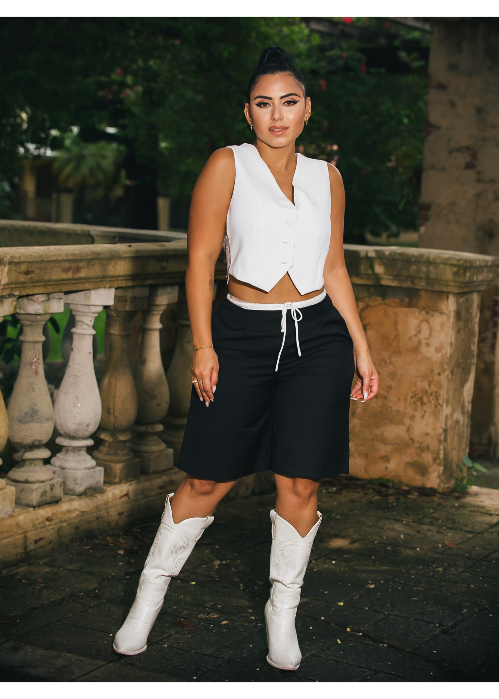 Cool Contrast Waist Jots Baggy Shorts