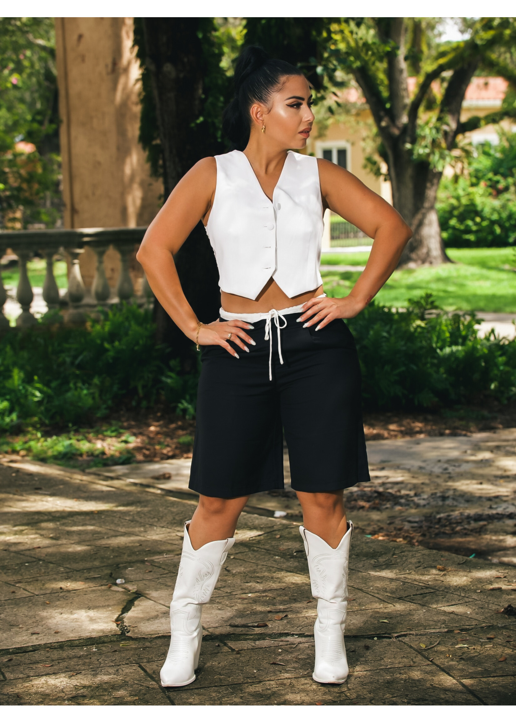 Cool Contrast Waist Jots Baggy Shorts