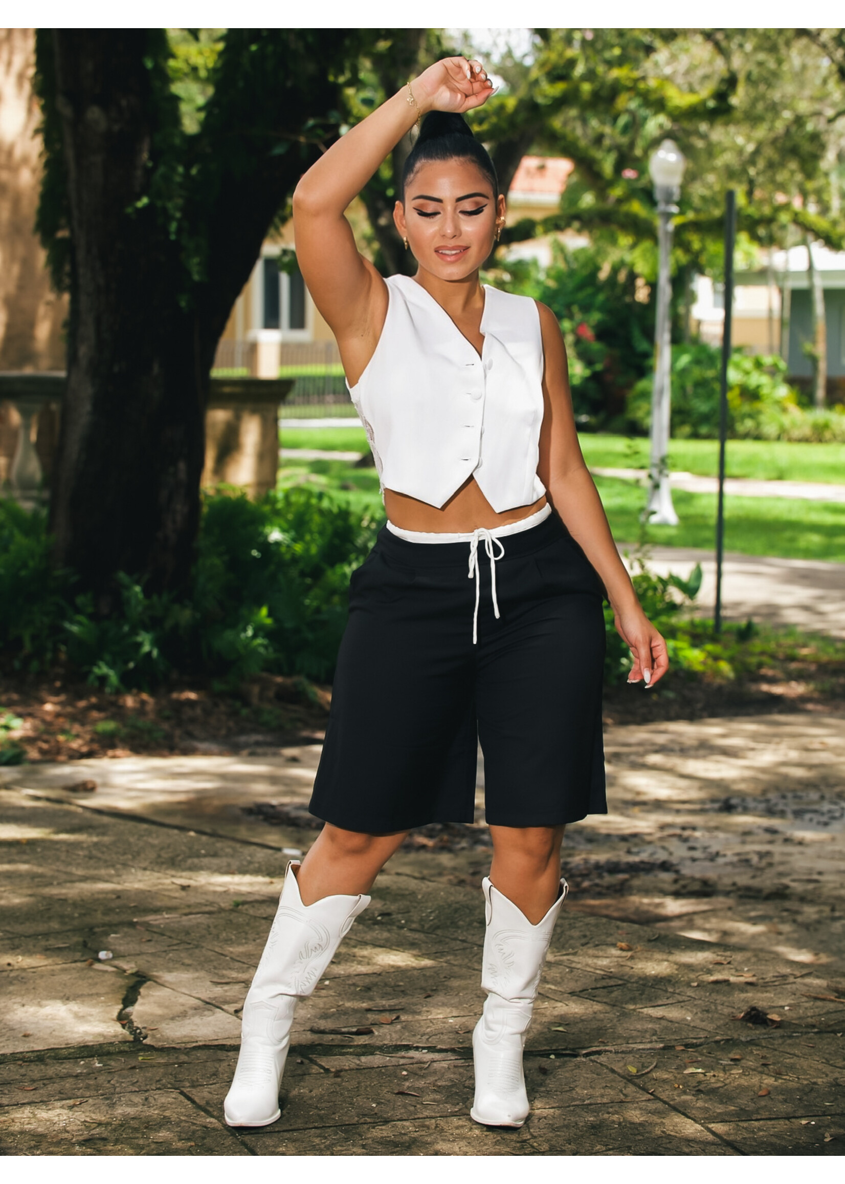 Cool Contrast Waist Jots Baggy Shorts