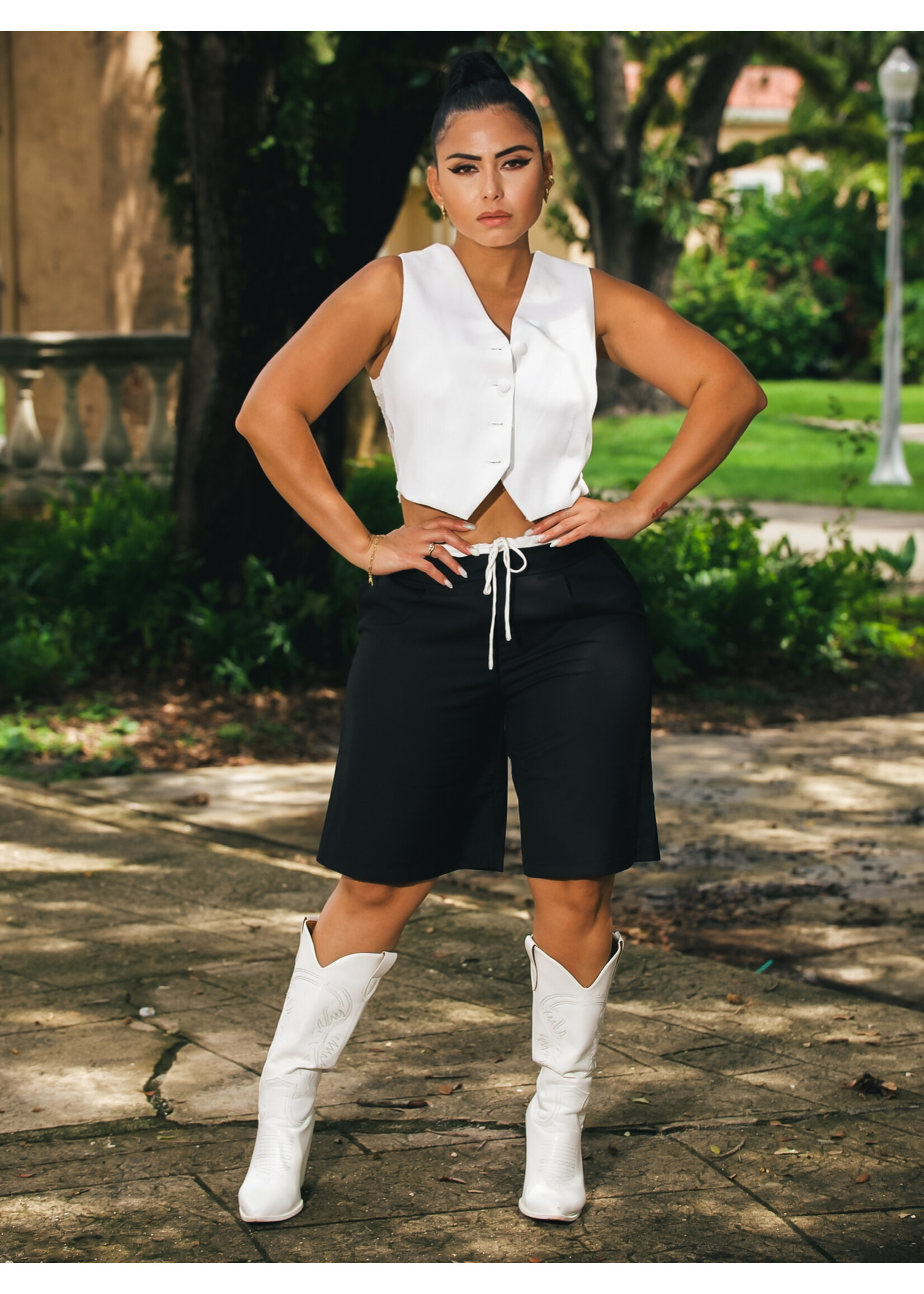 Cool Contrast Waist Jots Baggy Shorts