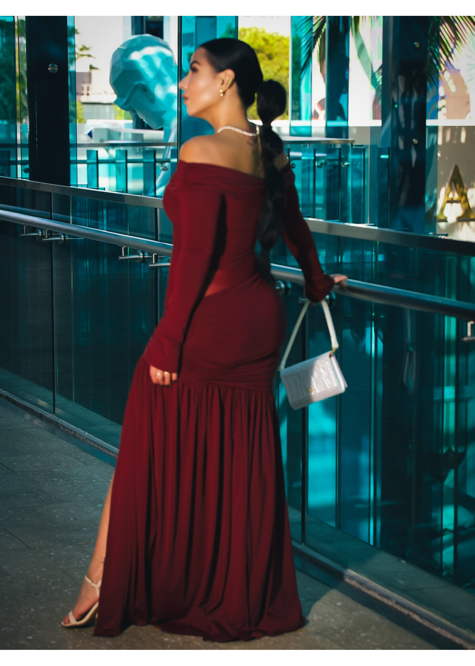 Enchanting Ruched Off-shoulder Maxi Dress