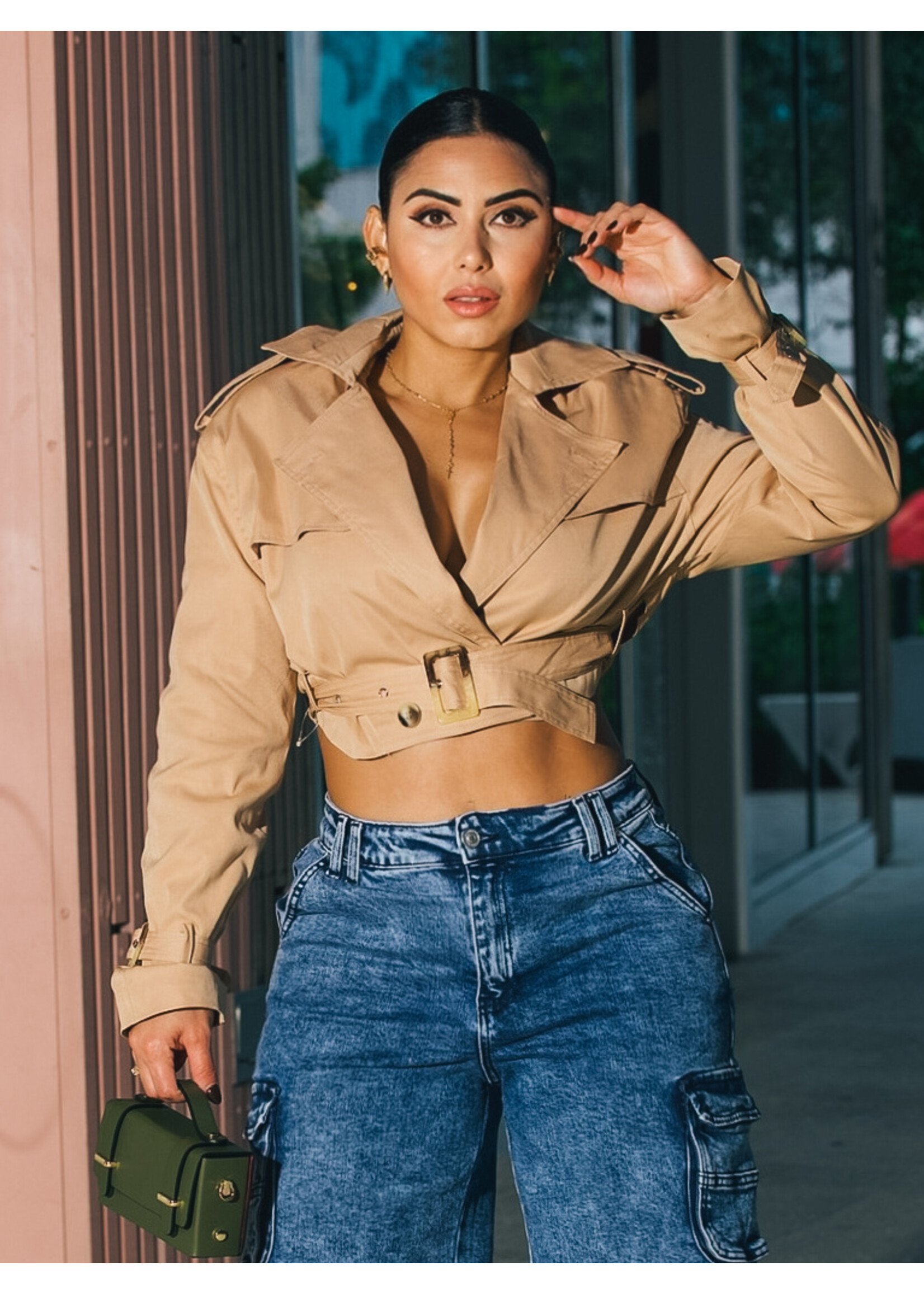 Crop Trench Coat Jacket