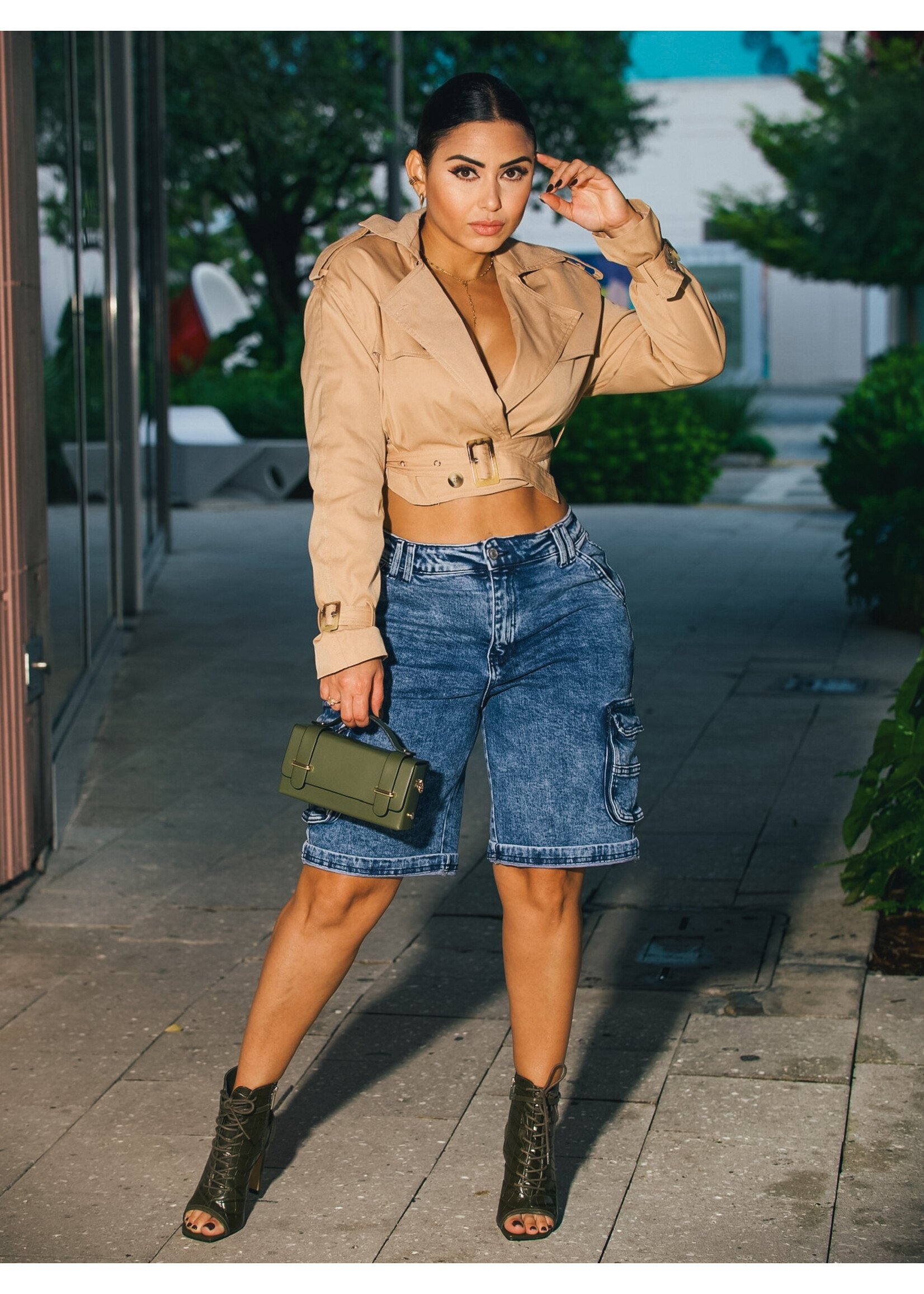 Wax Jeans Cargo Trending Jort