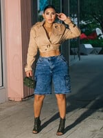 Wax Jeans Cargo Trending Jort