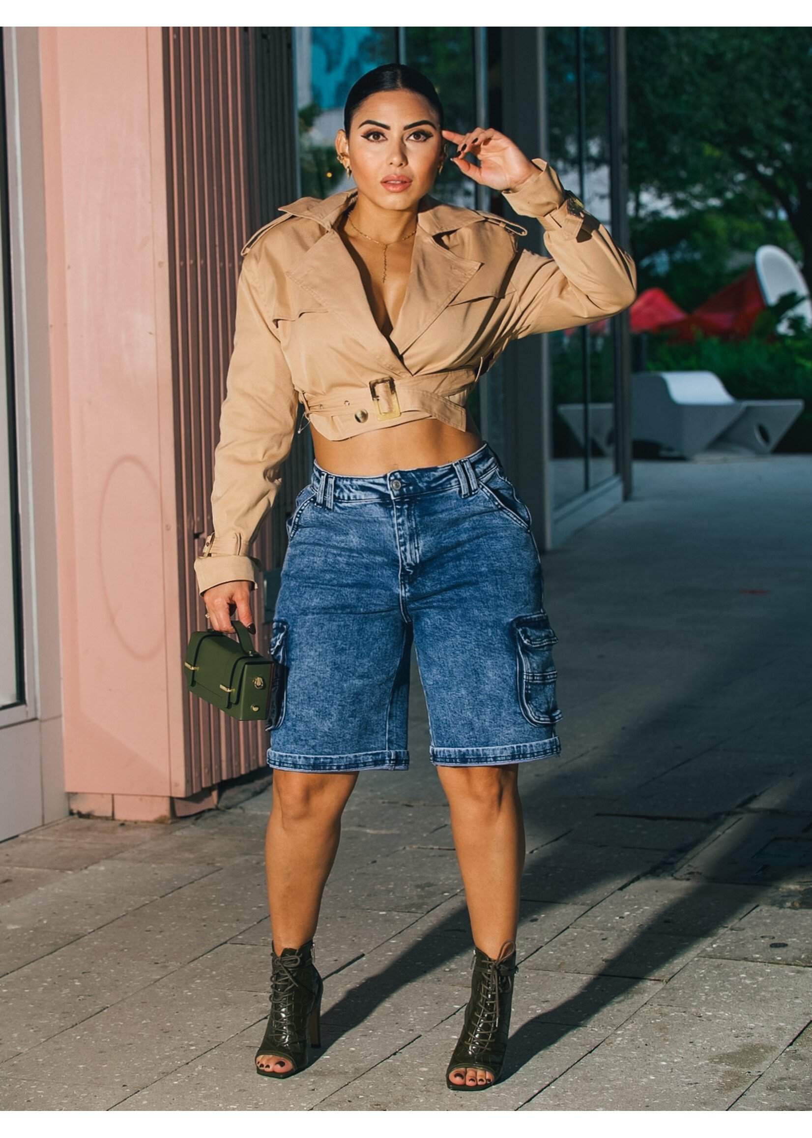Wax Jeans Cargo Trending Jort