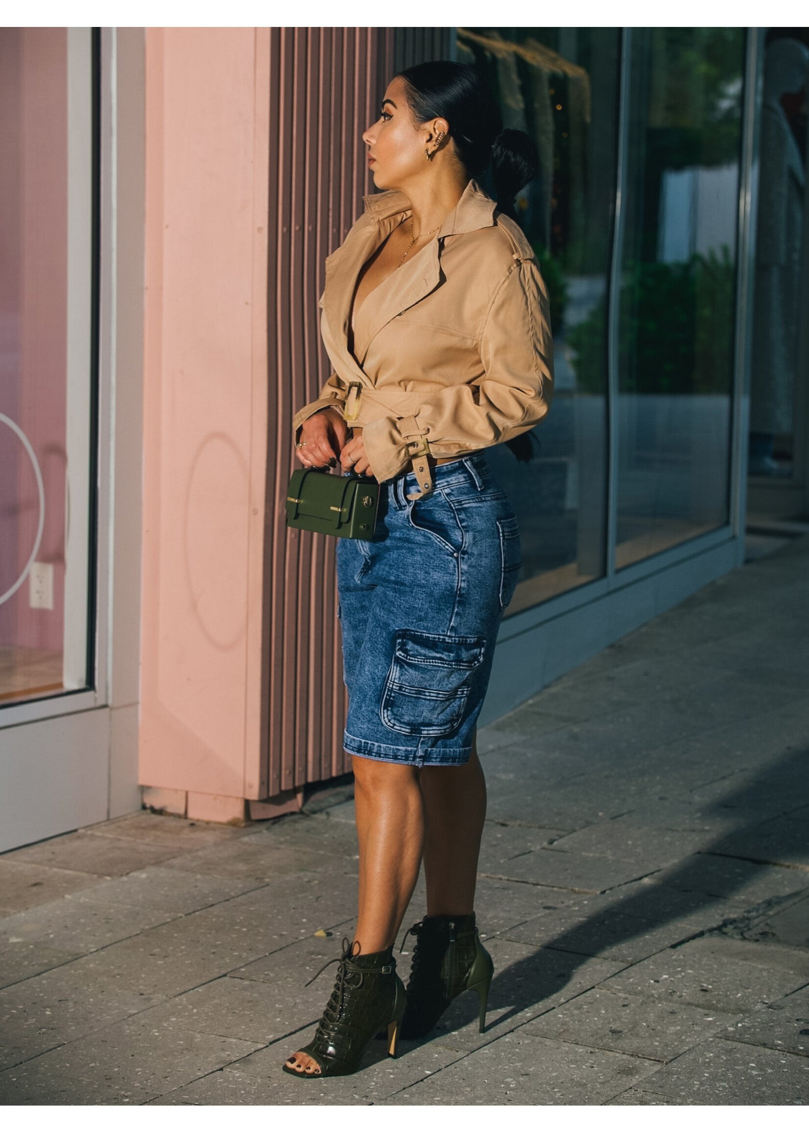 Wax Jeans Cargo Trending Jort