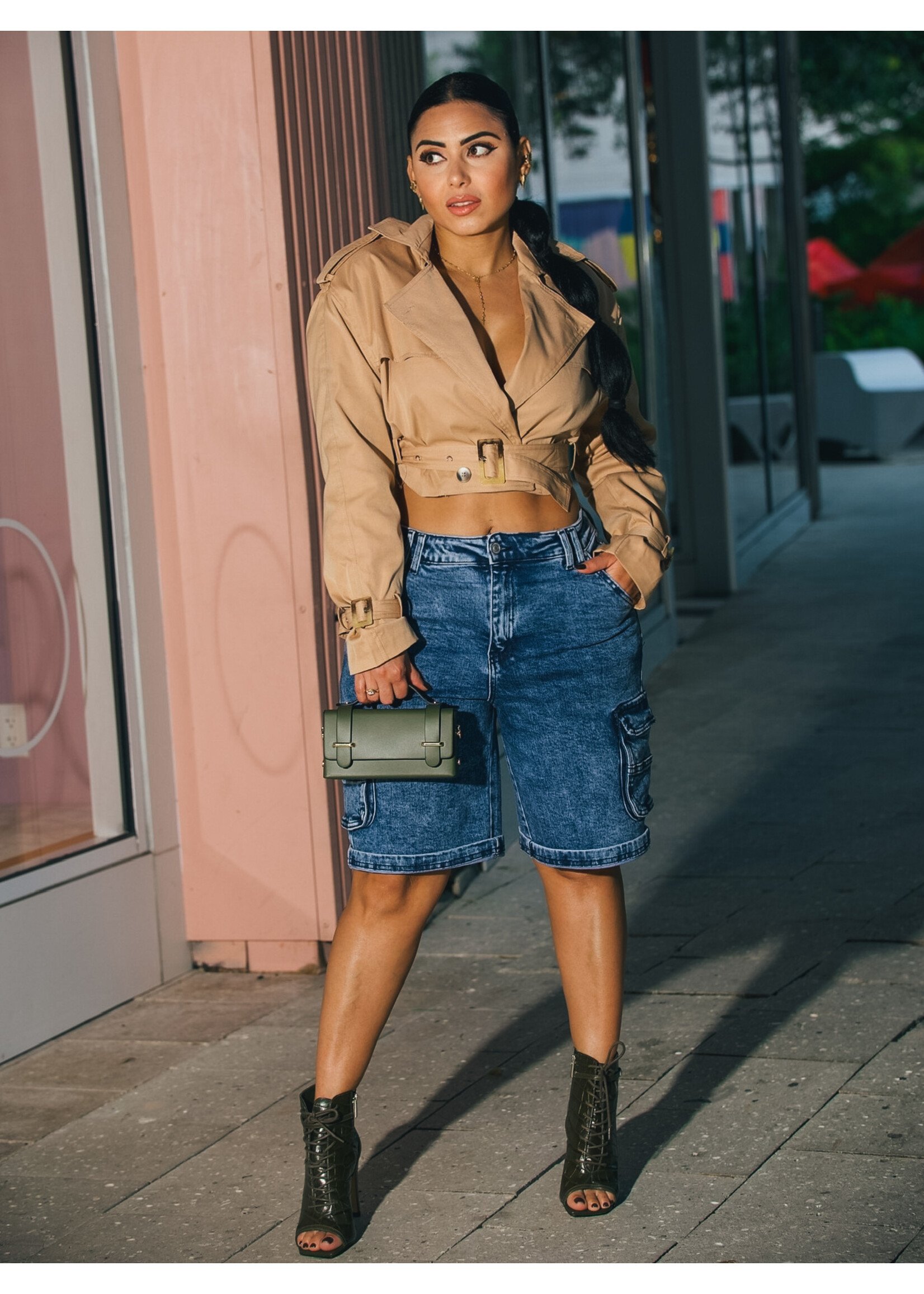Wax Jeans Cargo Trending Jort