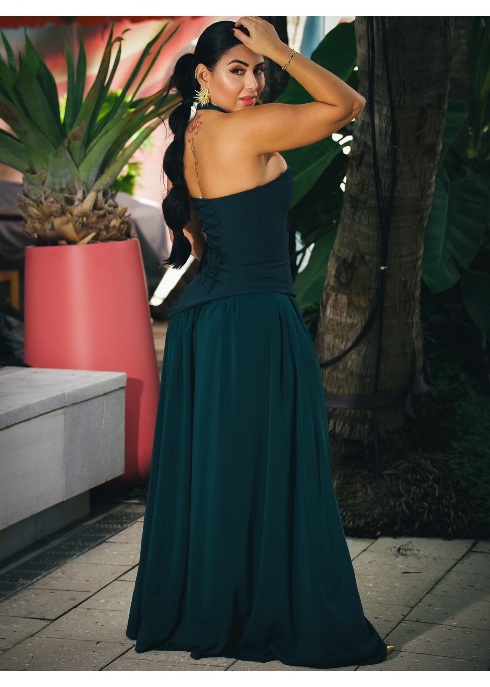 Parisian Lace-up Maxi Dress