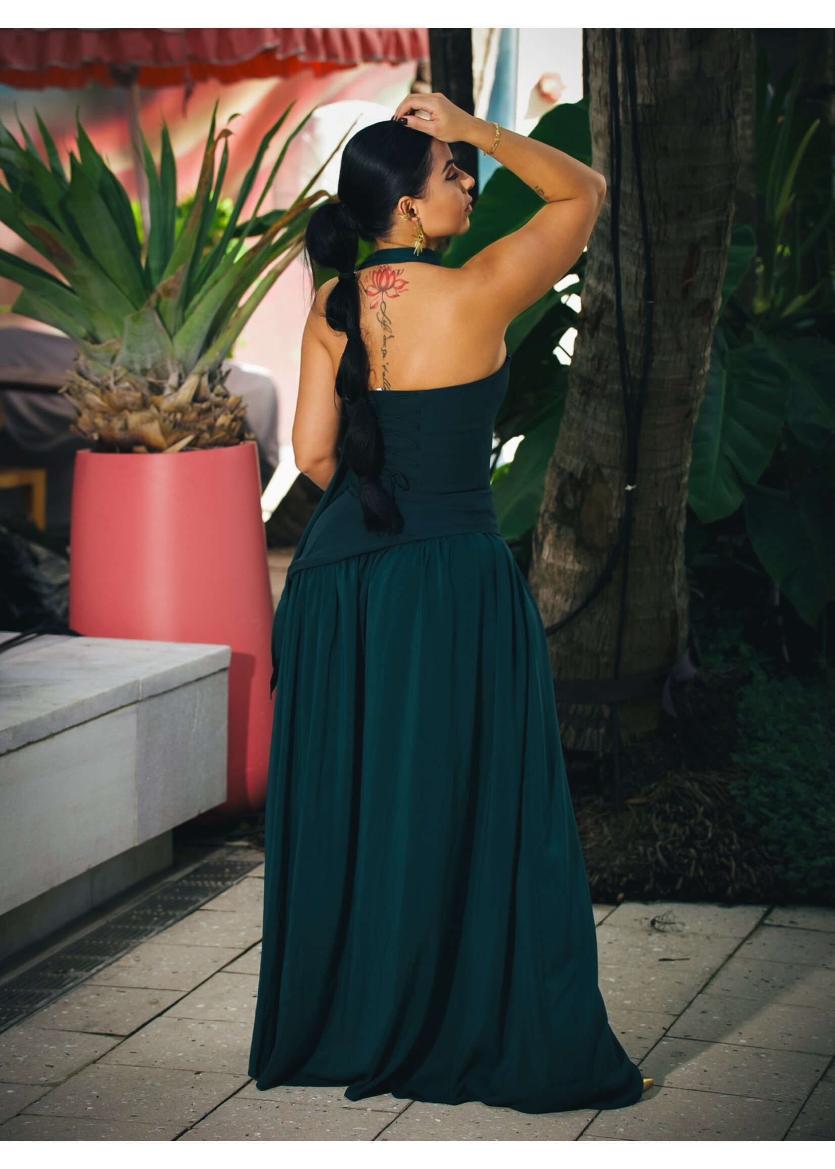 Parisian Lace-up Maxi Dress