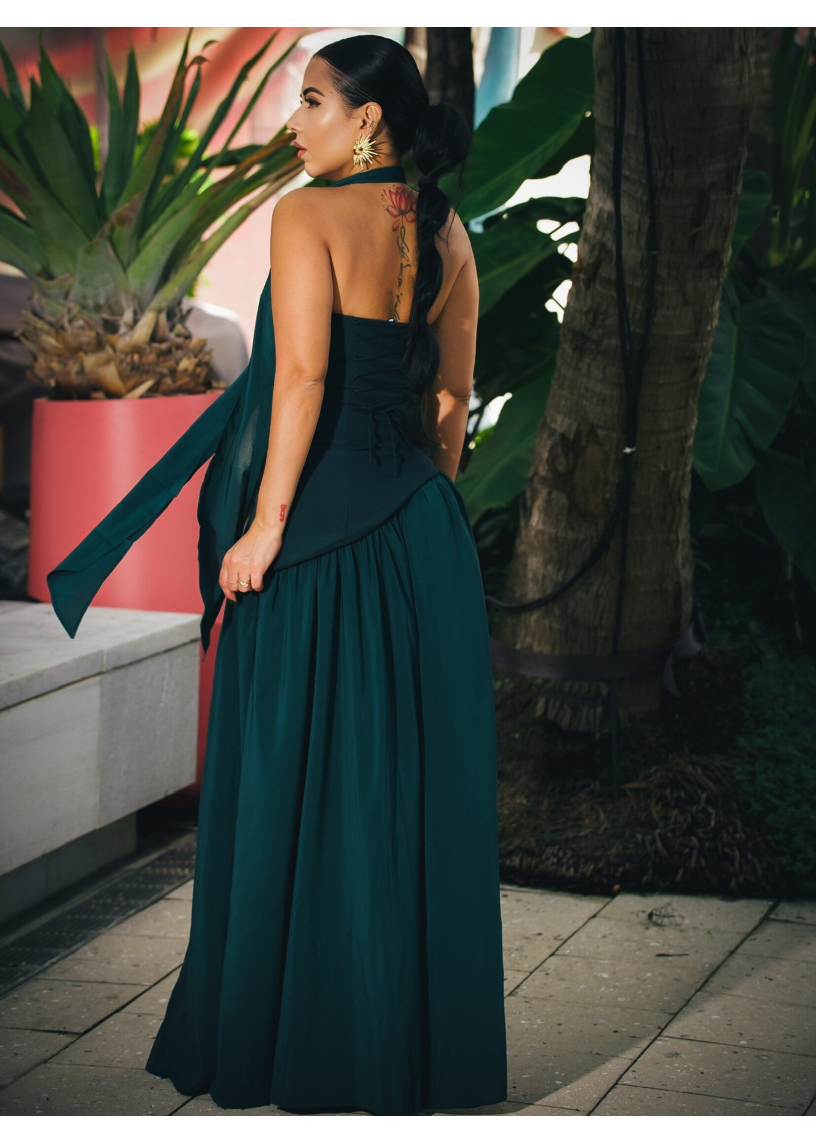 Parisian Lace-up Maxi Dress