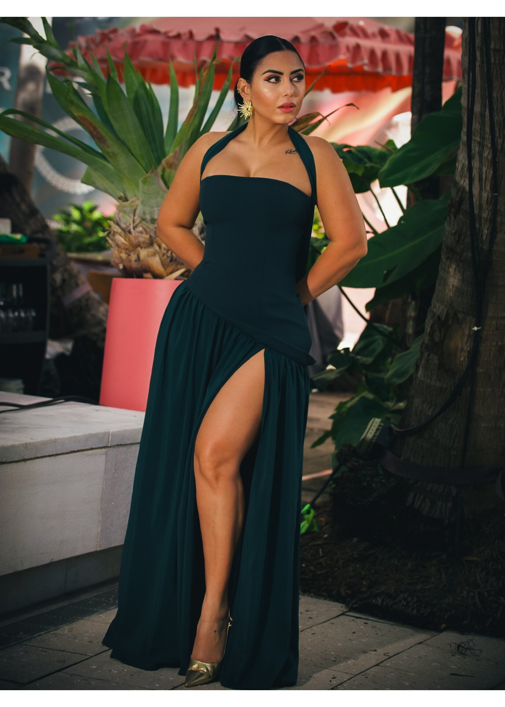 Parisian Lace-up Maxi Dress