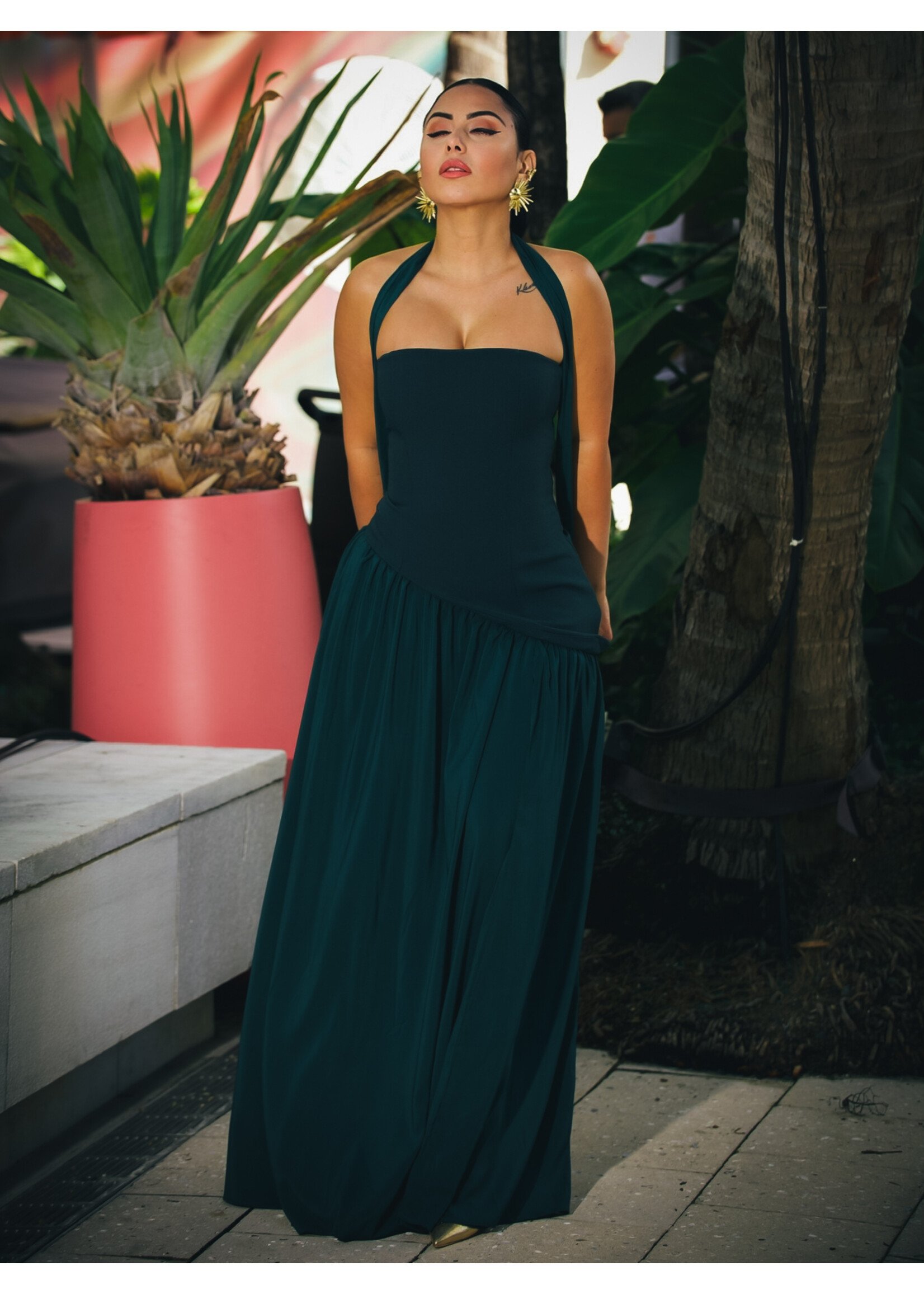 Parisian Lace-up Maxi Dress