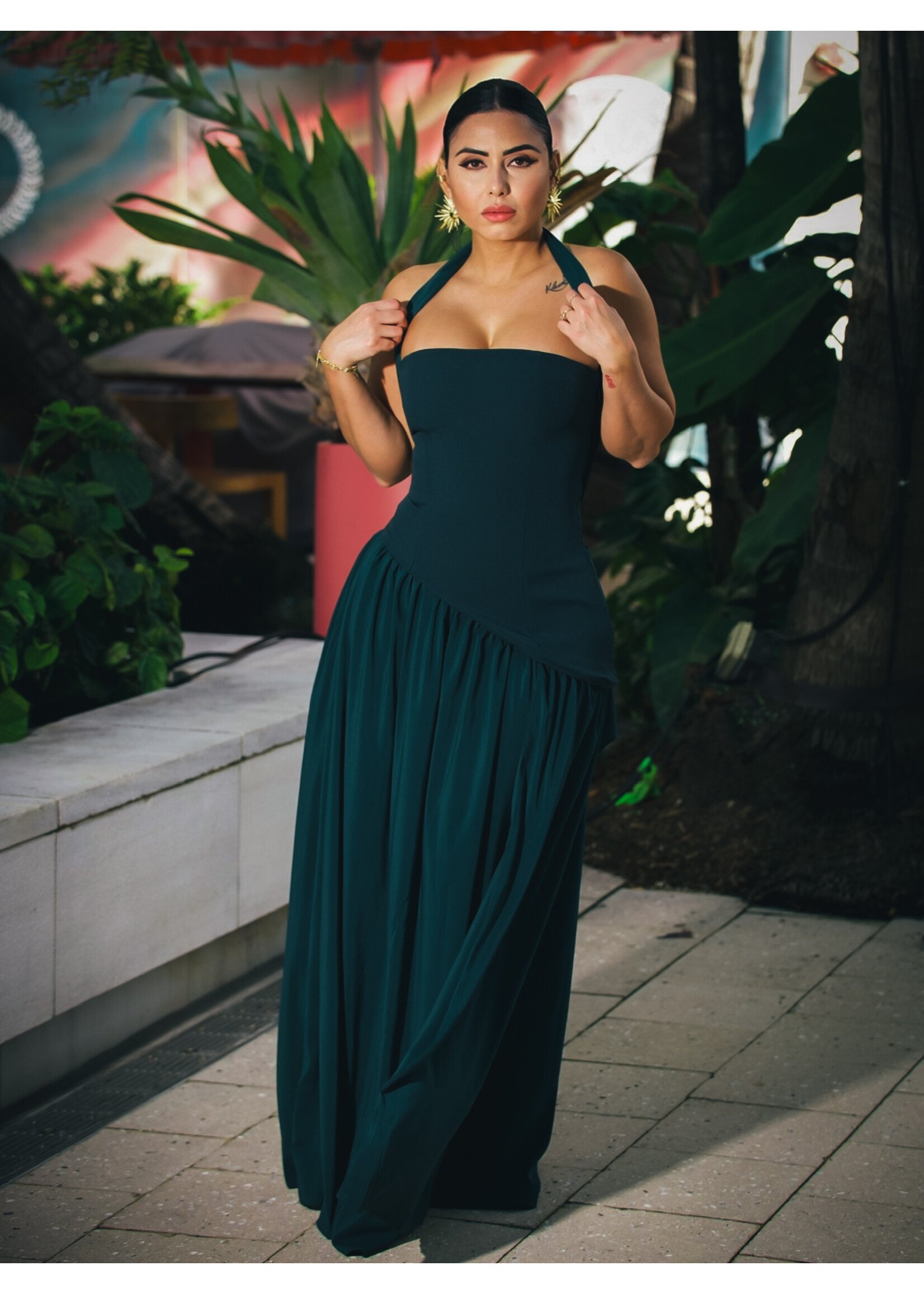 Parisian Lace-up Maxi Dress