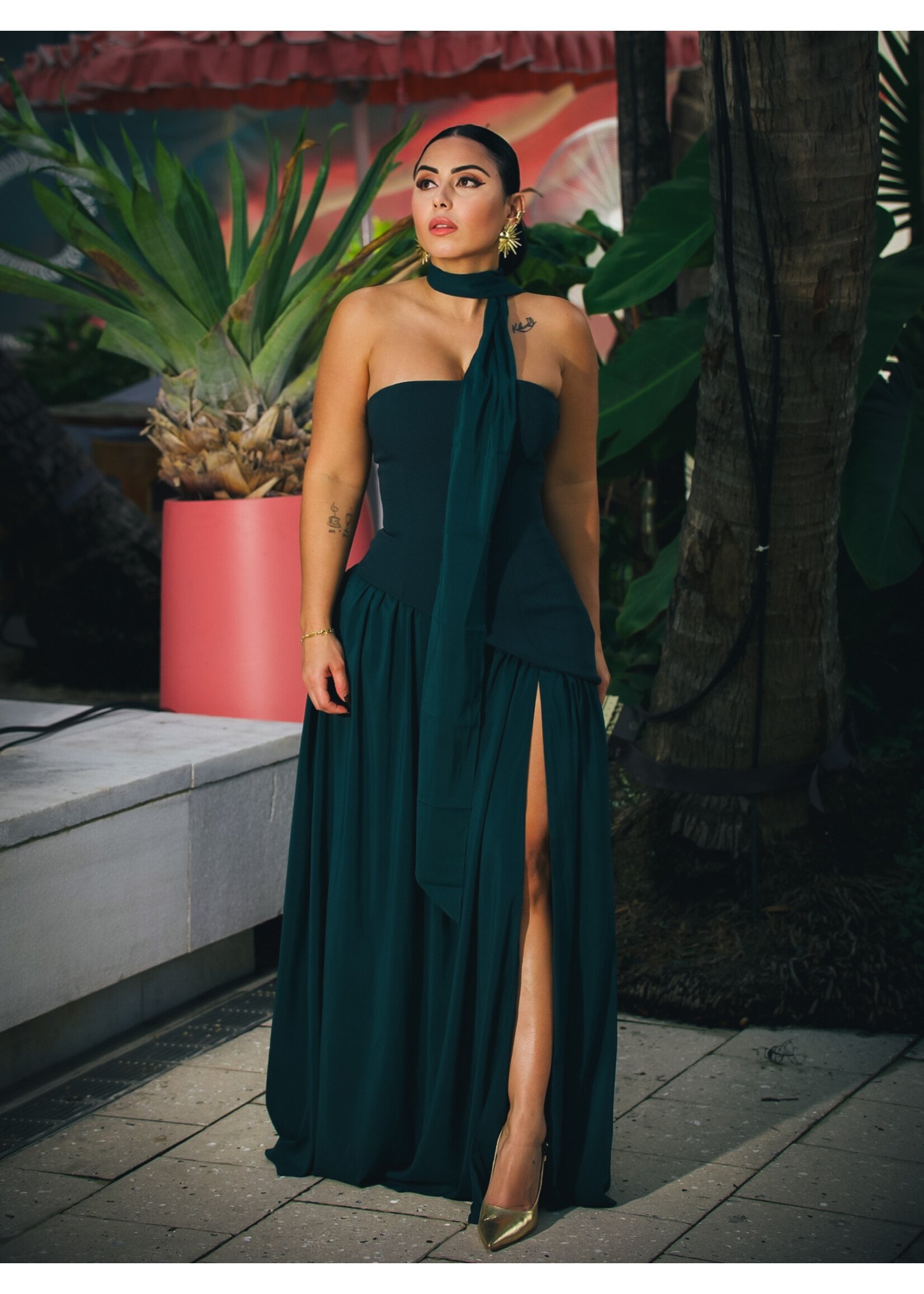 Parisian Lace-up Maxi Dress
