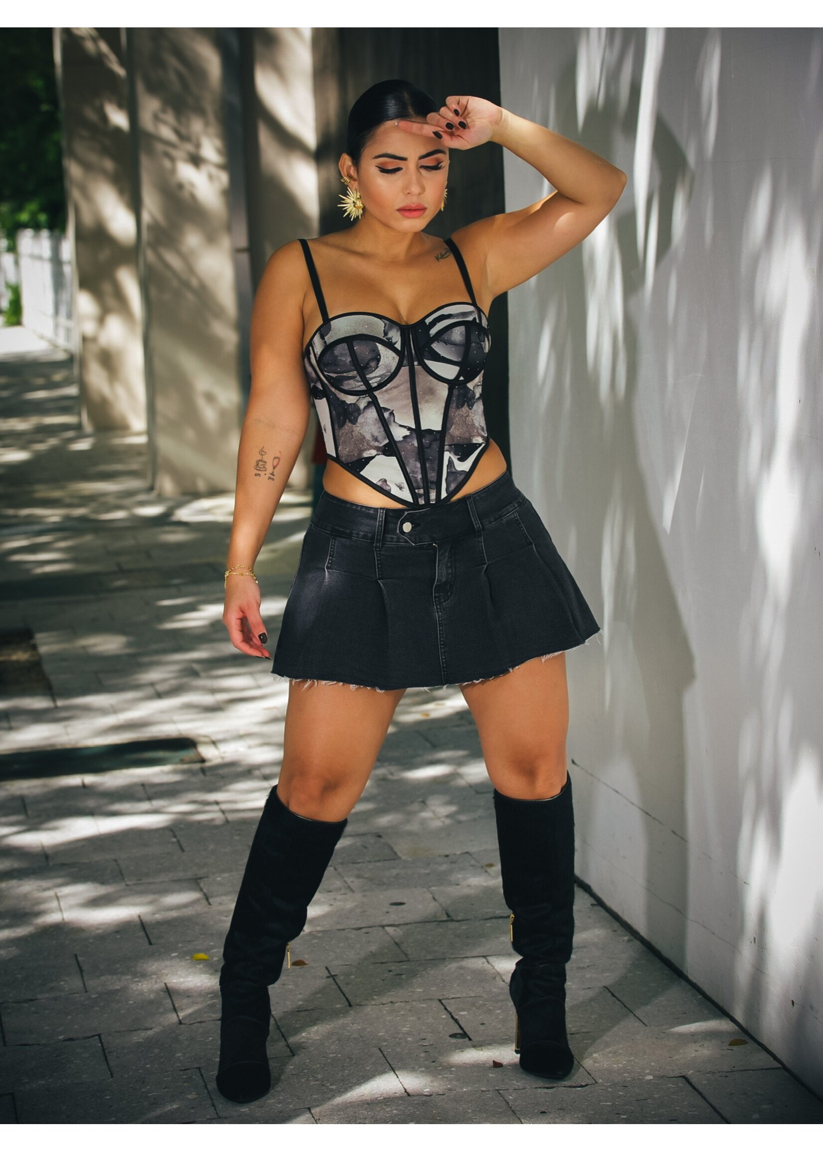 Denim Pleated Skort