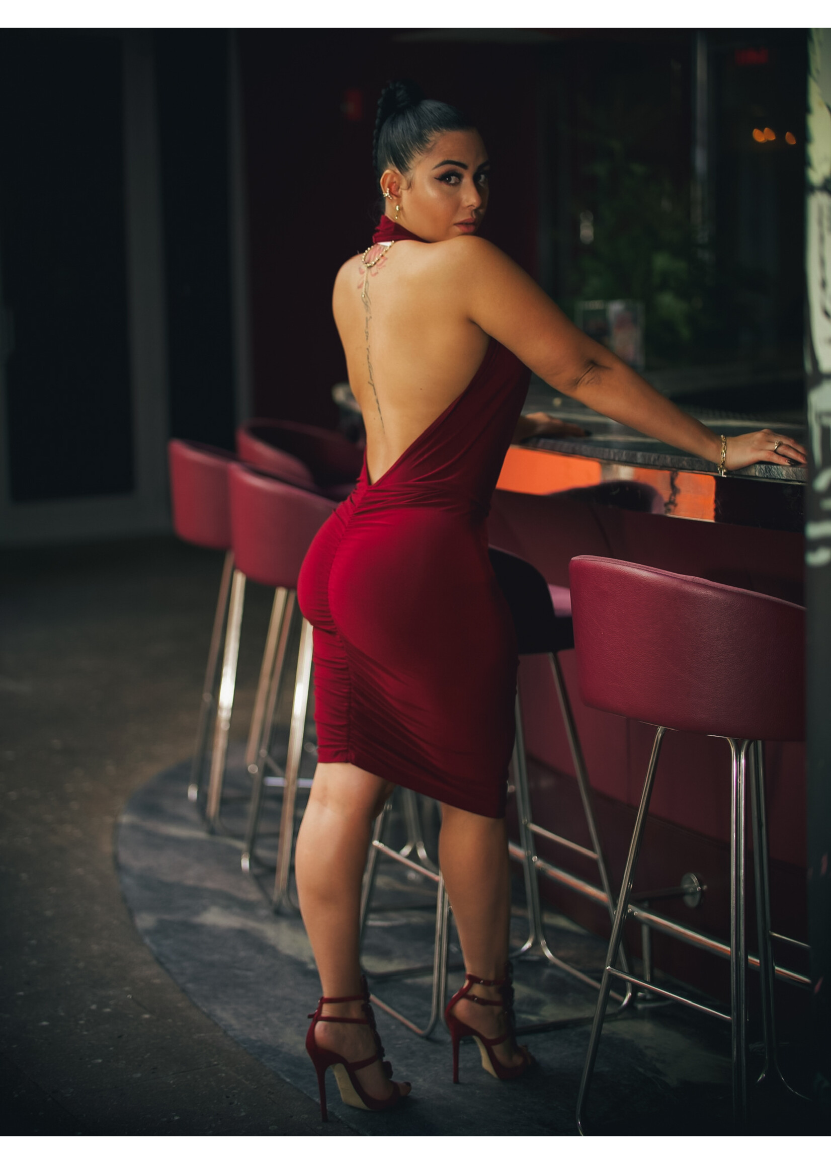 Deep V-Neck Open Back Dress