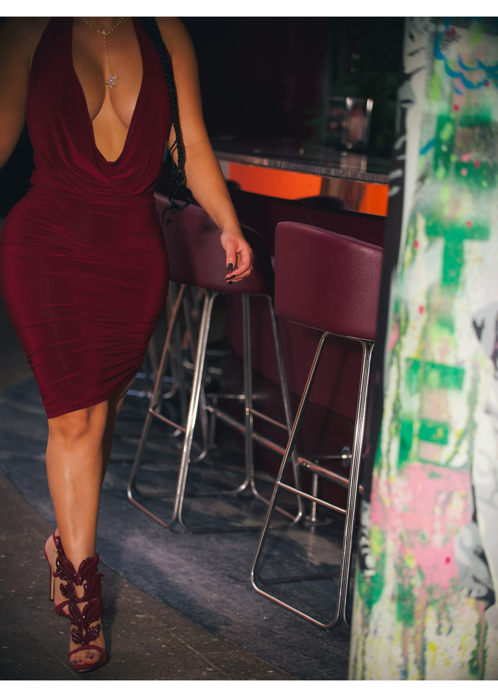 Deep V-Neck Open Back Dress