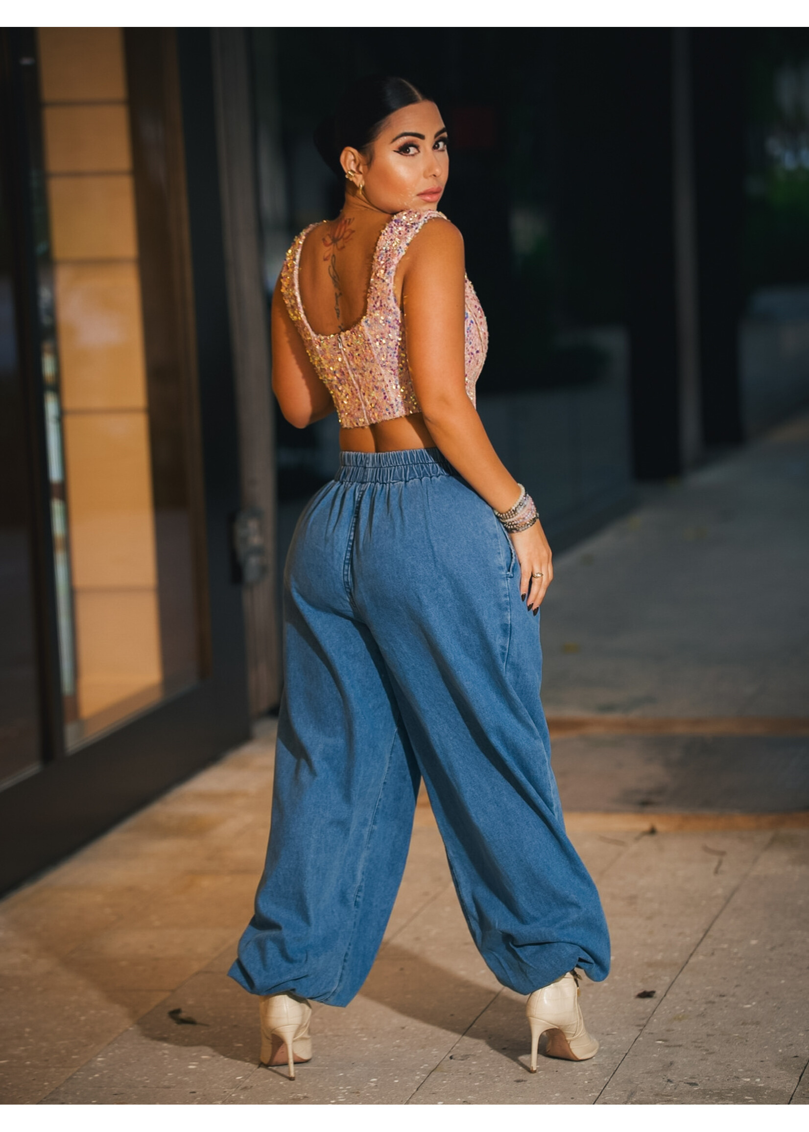 Mccolin High Waisted Denim Pants