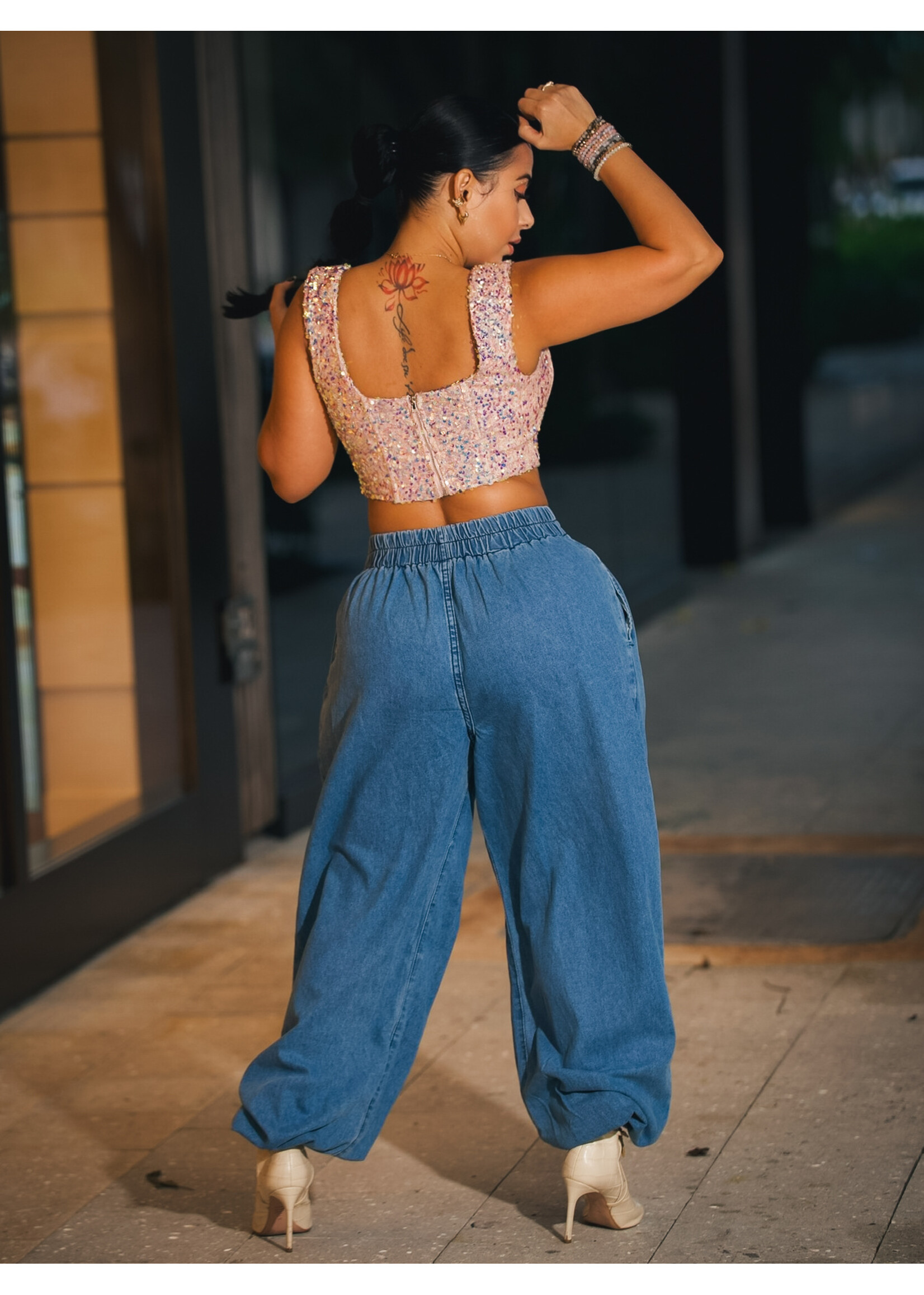 Mccolin High Waisted Denim Pants