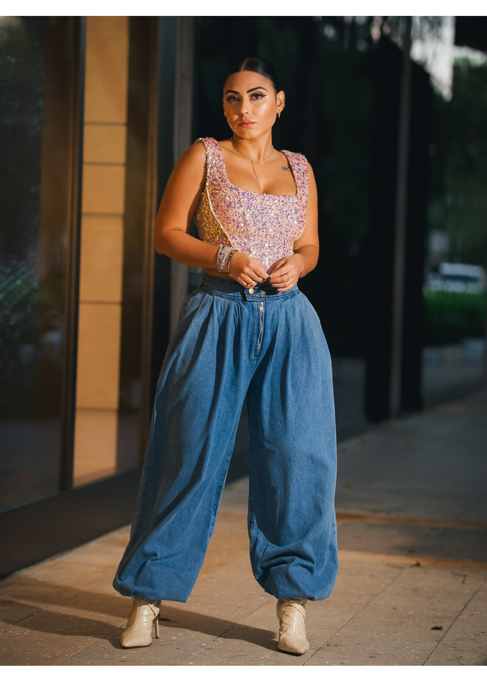 Mccolin High Waisted Denim Pants