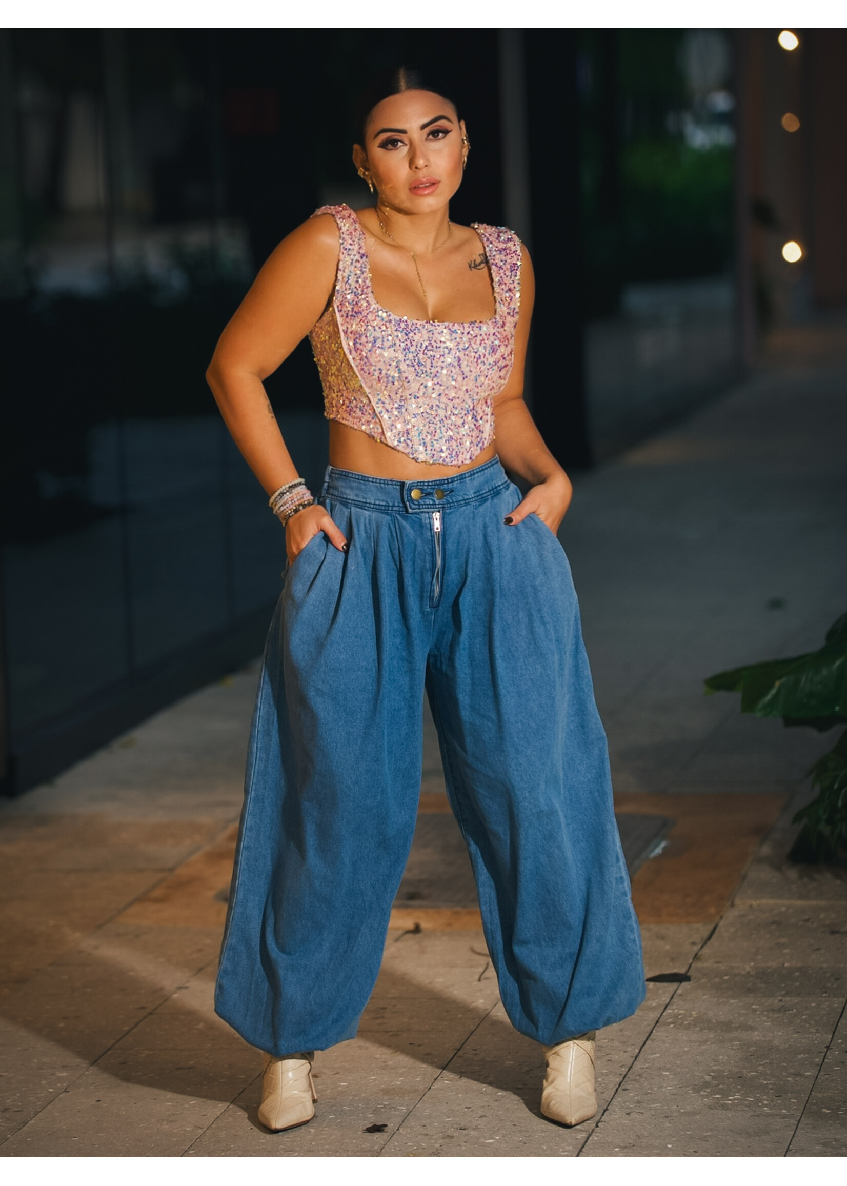 Mccolin High Waisted Denim Pants
