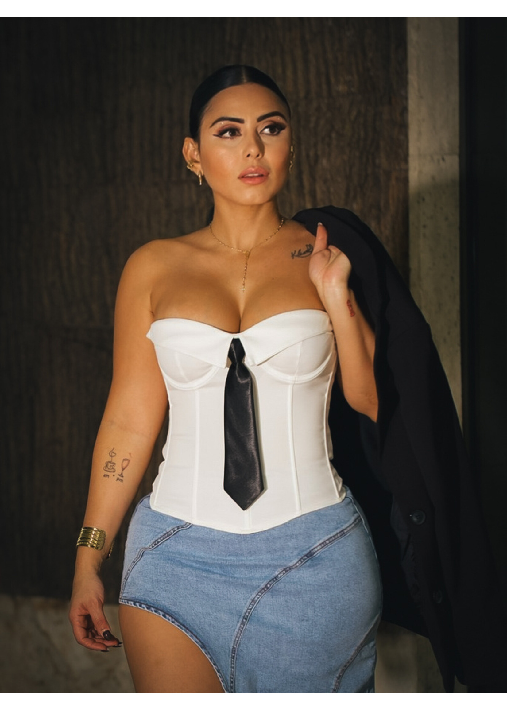 Mccolin Chic Tie Corset Top