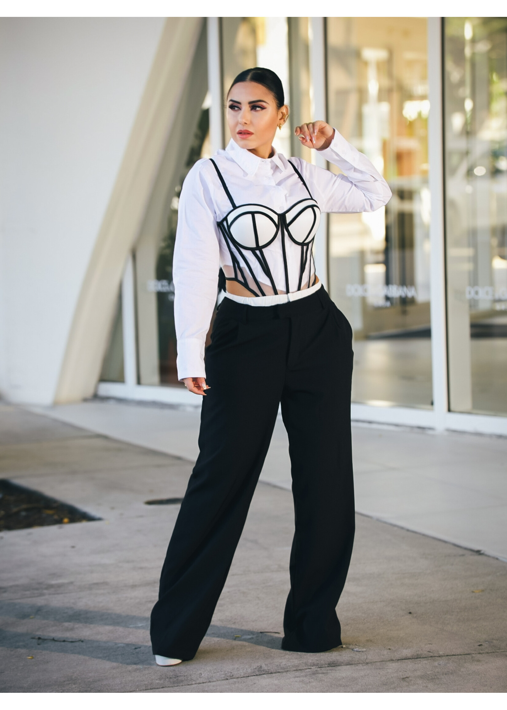 High-waist Trousers With Pleat Detailing