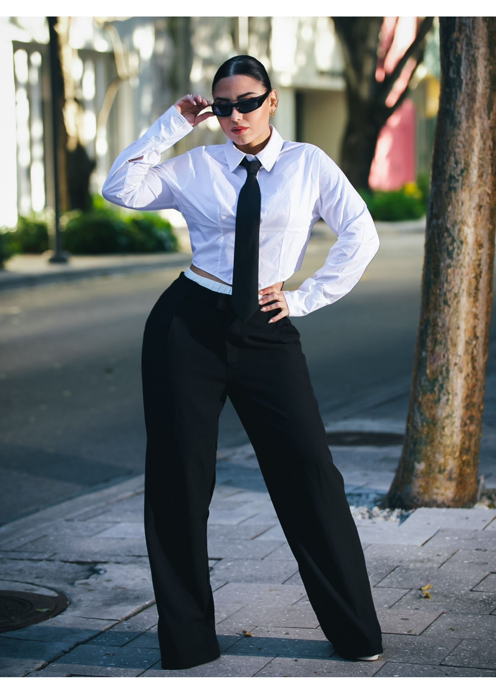 High-waist Trousers With Pleat Detailing