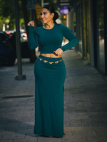 Long Sleeve Crop Top & Slit Maxi Skirt Set