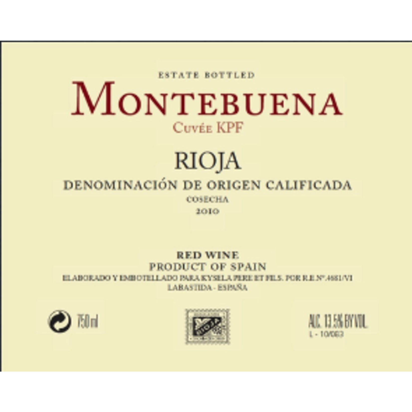 Bodegas Montebuena Montebuena Rioja Tempranillo Cuvee KPF 2020  Rioja, Spain
