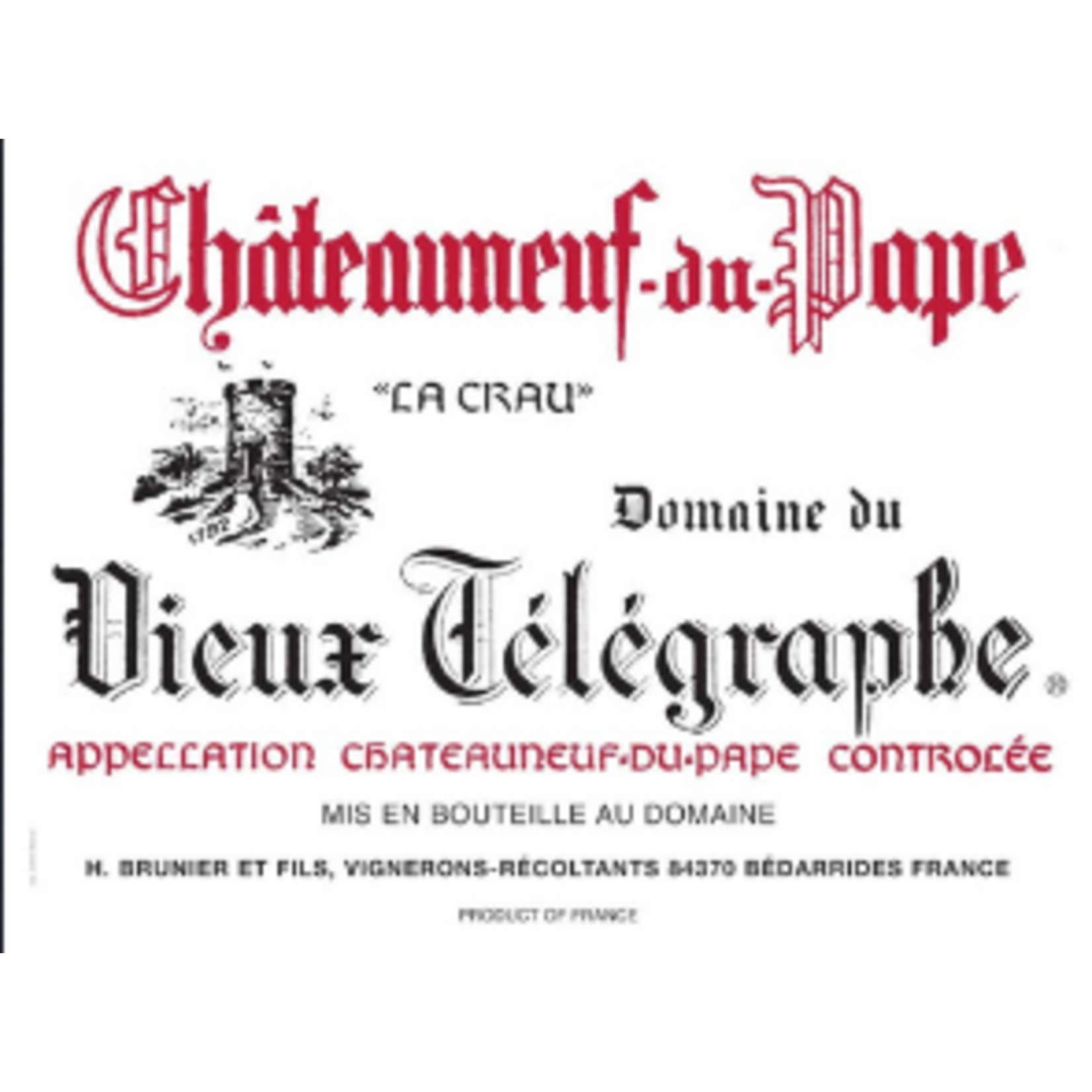 Famille Brunier Domaine du Vieux Telegraphe "La Crau" Chateauneuf-Du-Pape 2019  Rhone, France  95pts-V