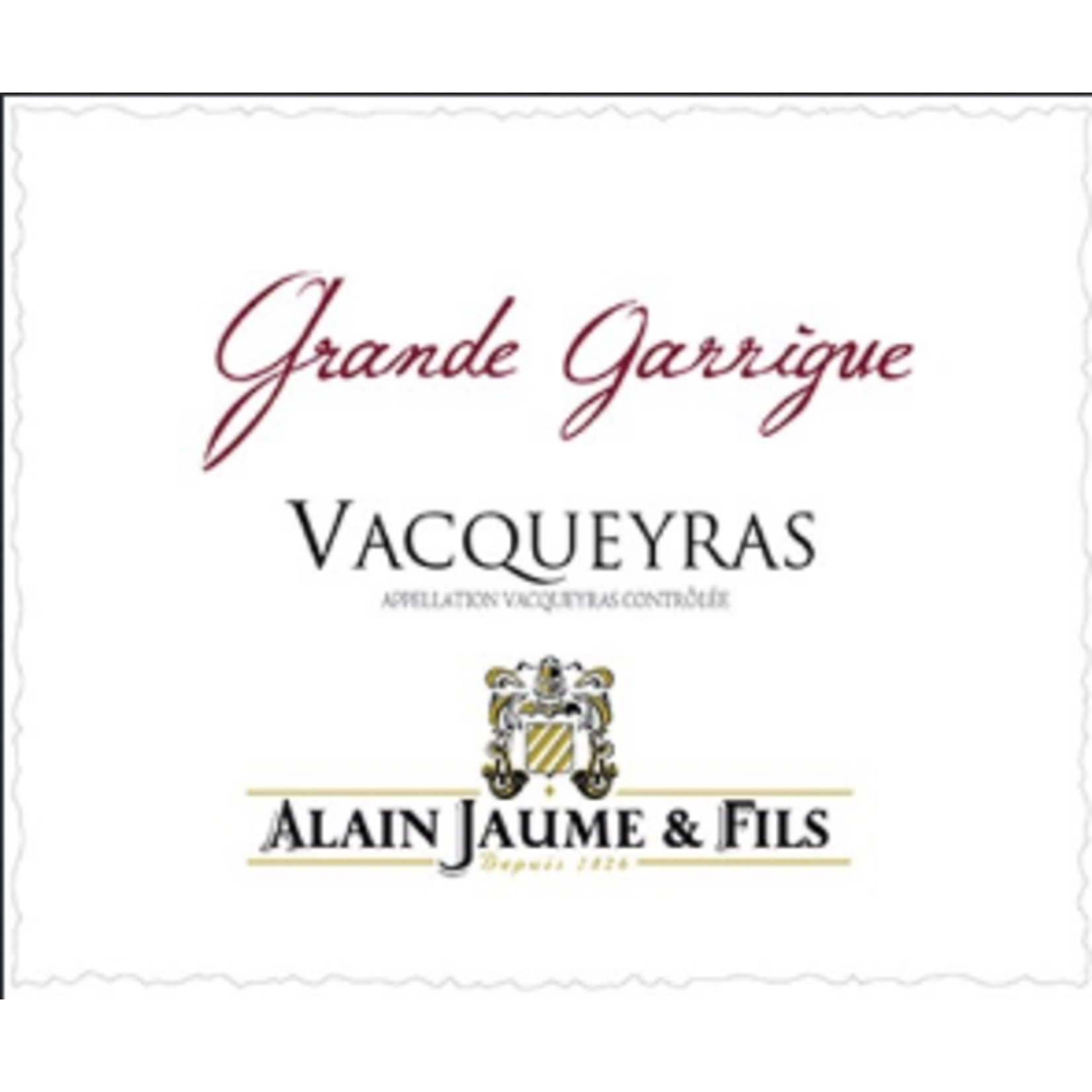 Alain Jaume Alain Jaume Grand Garrigue Vacqueyras 2019  Rhone, France  92pts-JD