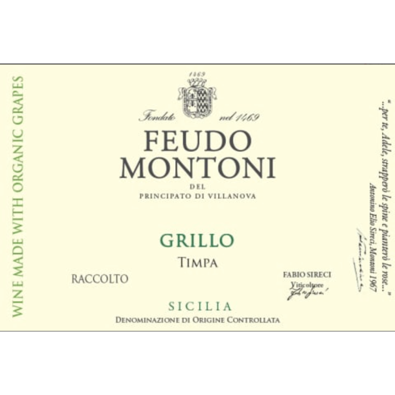Feudo Montoni Feudo Montoni Grillo Timpa 2023  Italy
