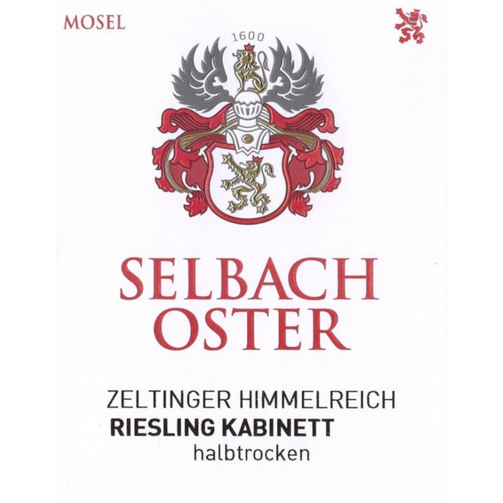 Selbach Oster Selbach-OsteZr eltinger Himmelreich Riesling Kabinett Halbtrocken 2019 Mosel, Germany  93pts-W&S, 92pts-JS