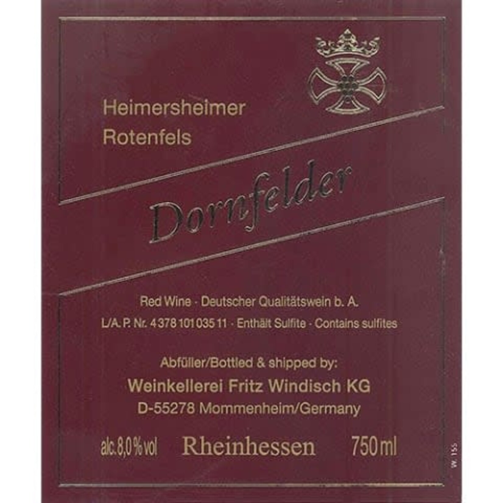 Dornfelder Rheinhessen Dornfelder Heimersheimer Rotenfels Rheinhessen 2022  Germany