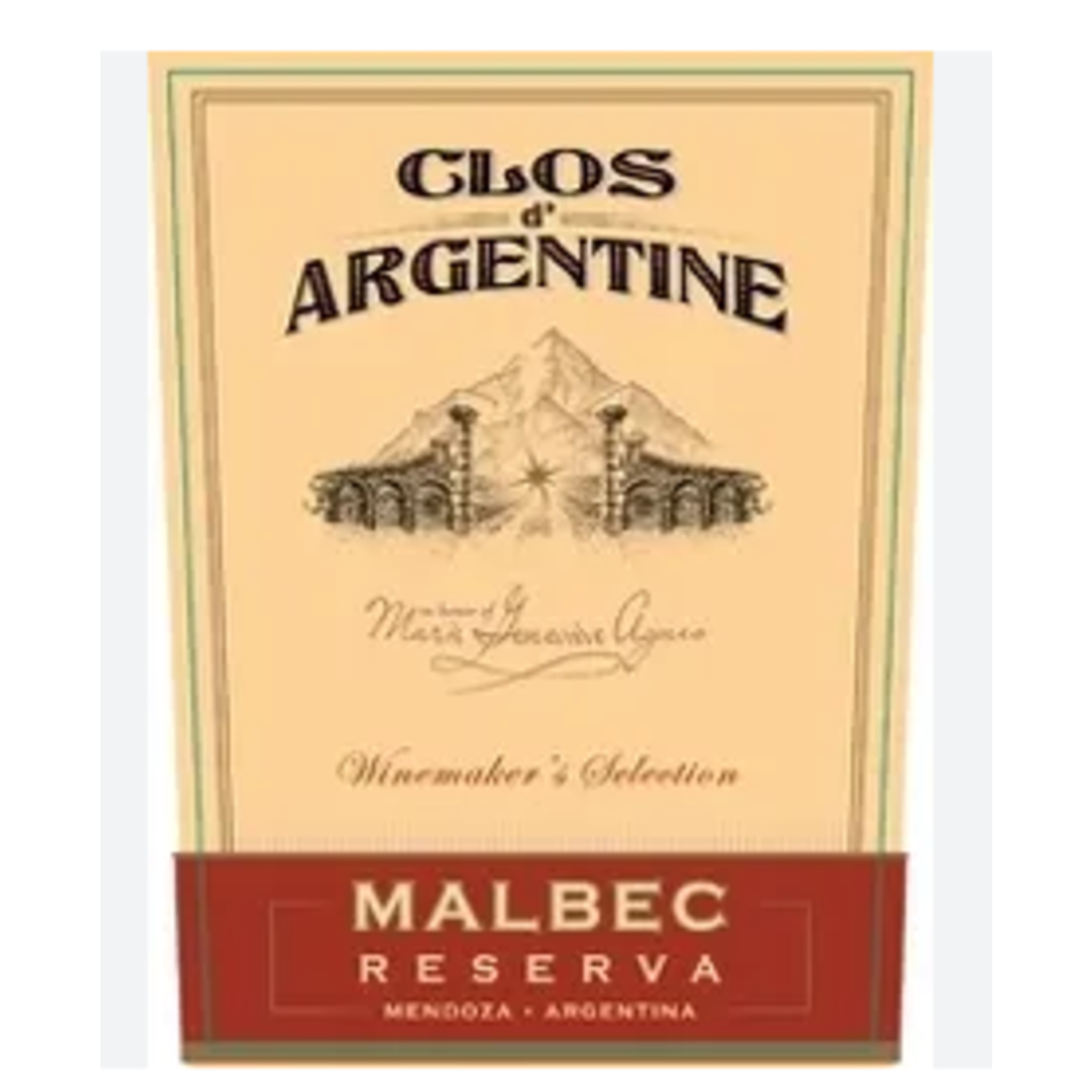 La Truite S.A. Clos d' Argentine Winemaker's Selection Malbec Reserva 2014 Mendoza, Argentina  91pts-WE