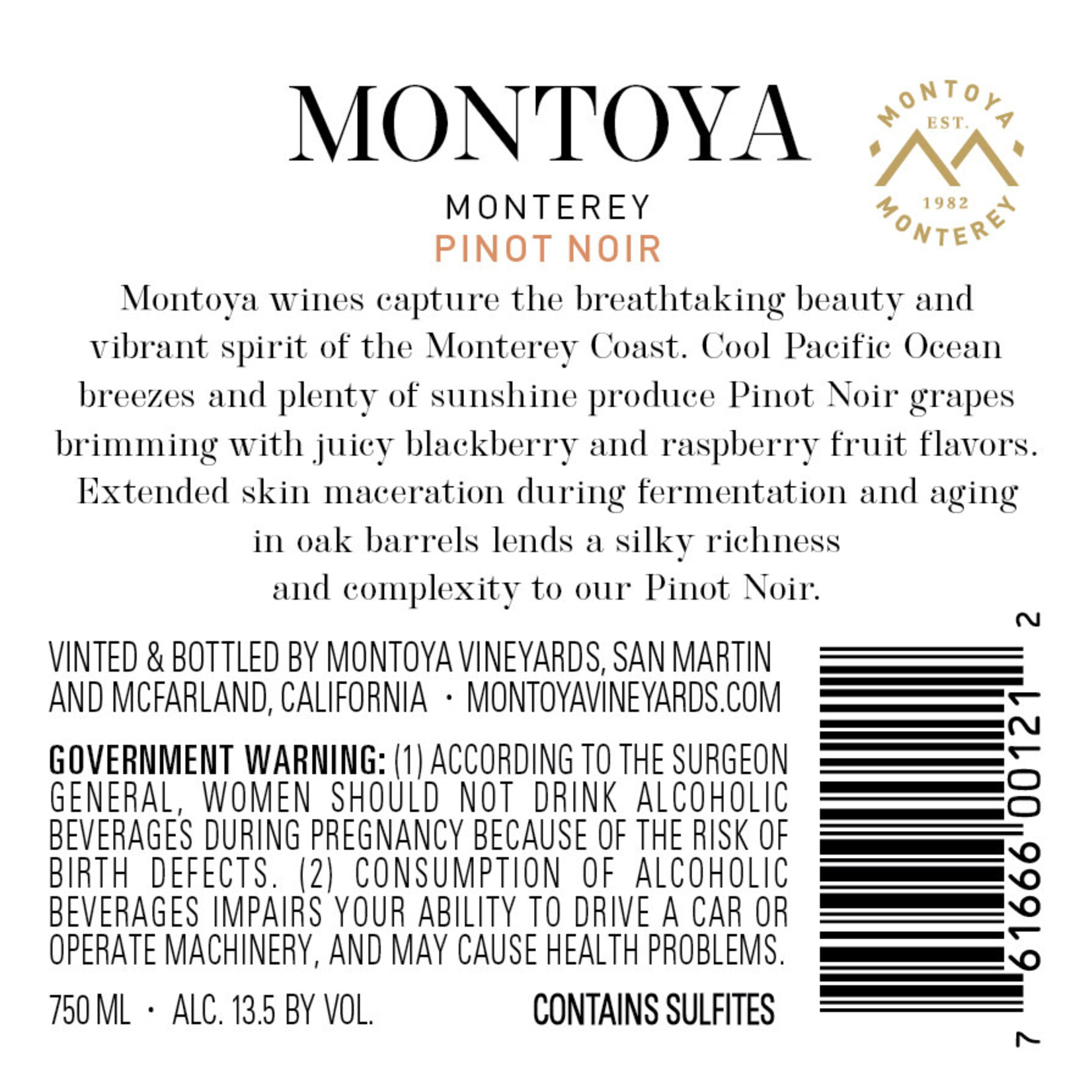 Montoya Monterey Pinot Noir 2020  California