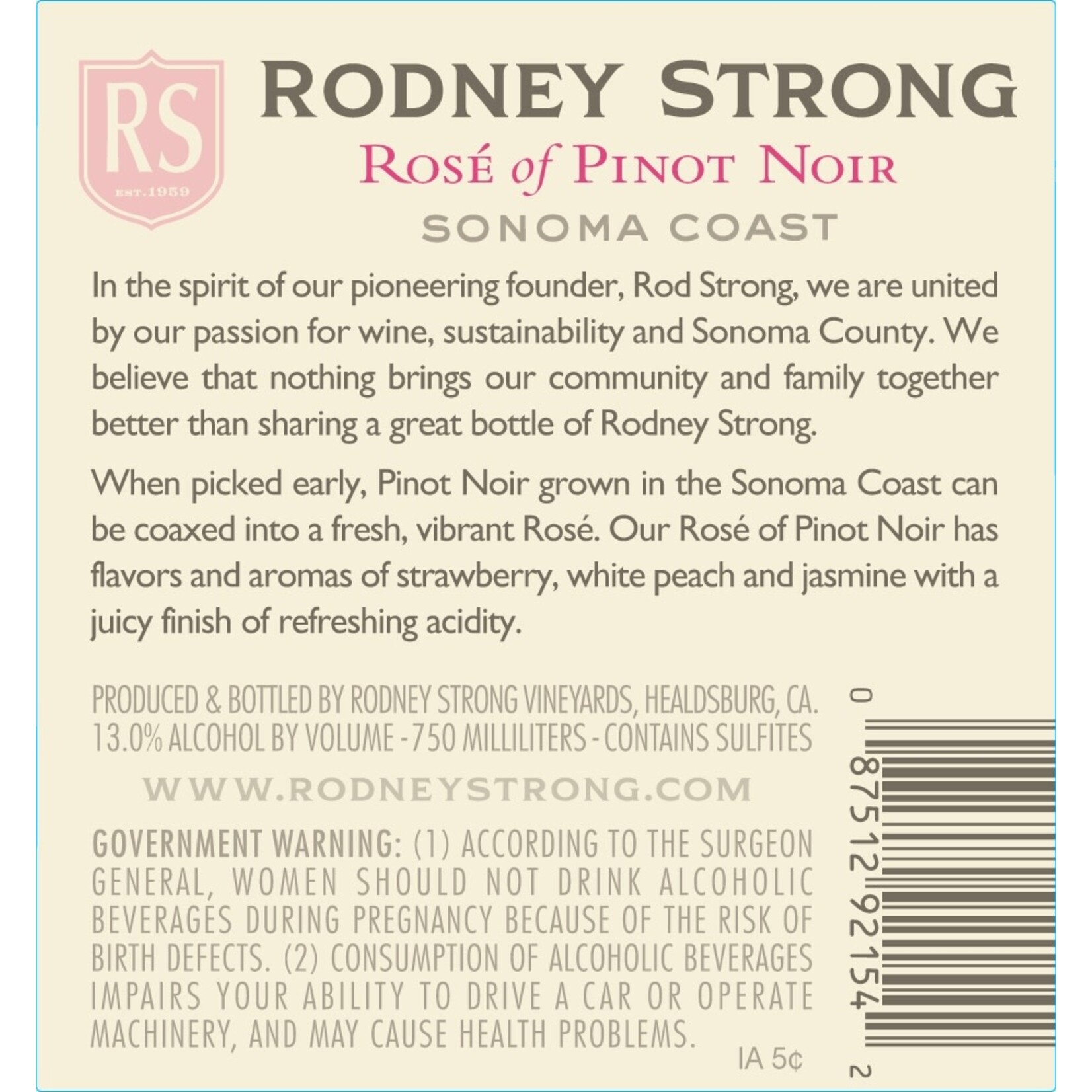 Rodney Strong Rodney Strong Rose of Pinot Noir 2022 Sonoma Coast