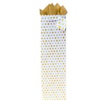 Joseph Grace Brands Joseph Grace Brands 1-Bottle Gift Bag White with Gold Polka Dots Design