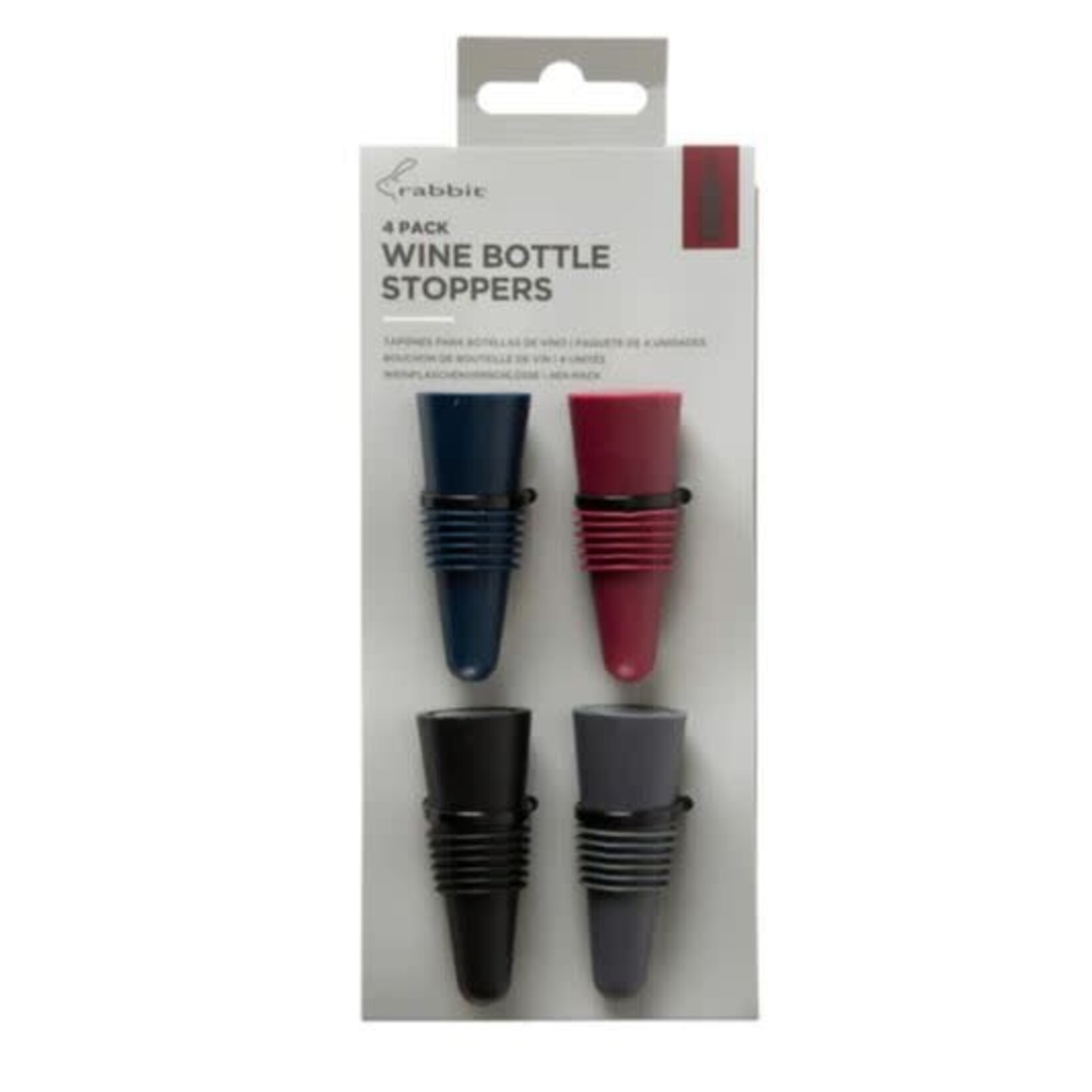 Rabbit Rabbit Wine Bottle Stoppers 4 Pack Assorted Colors