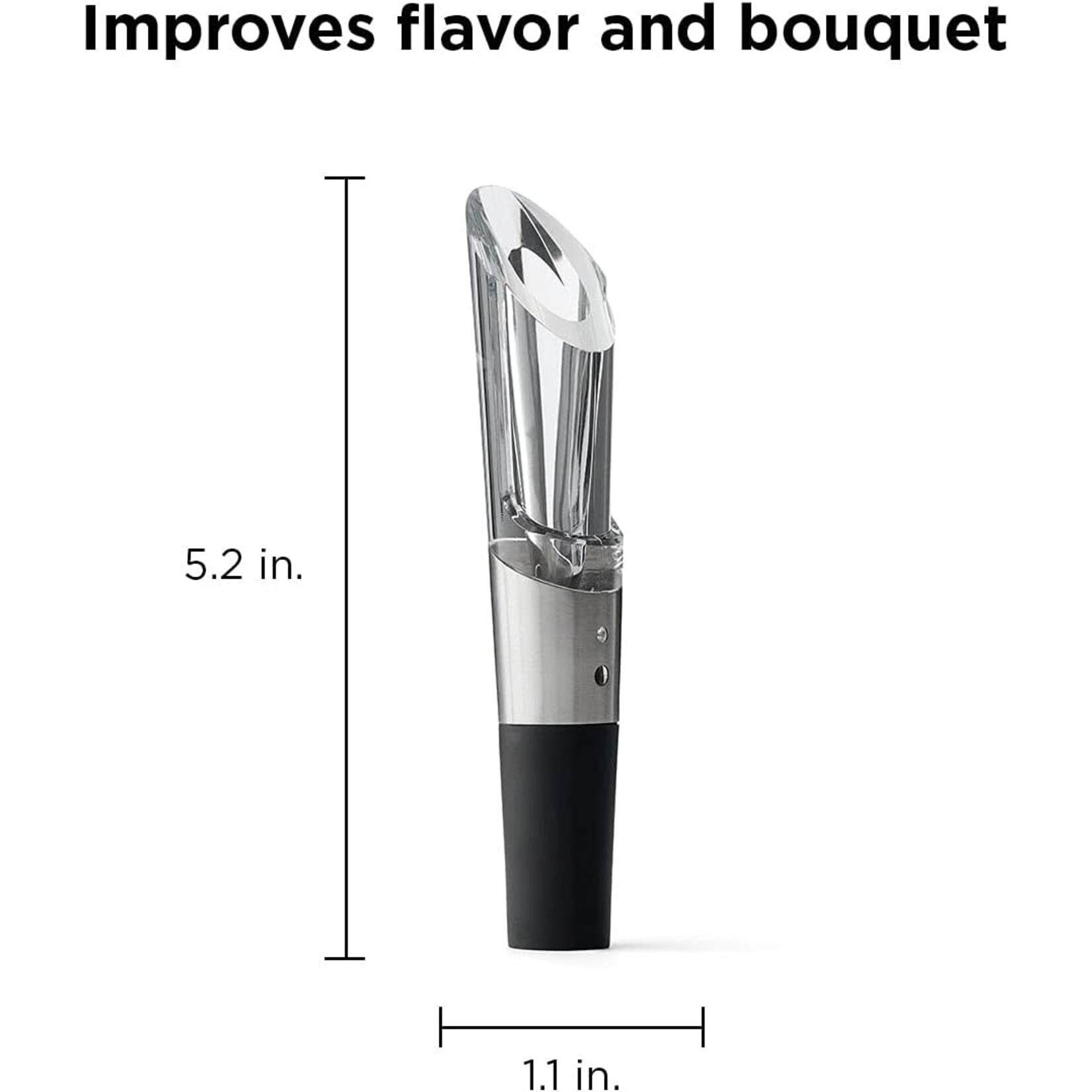 Rabbit Rabbit W6127 Wine Aerator and Pourer, 1.1 x 1.1 x 5.2 inches, Clear/Stainless Steel