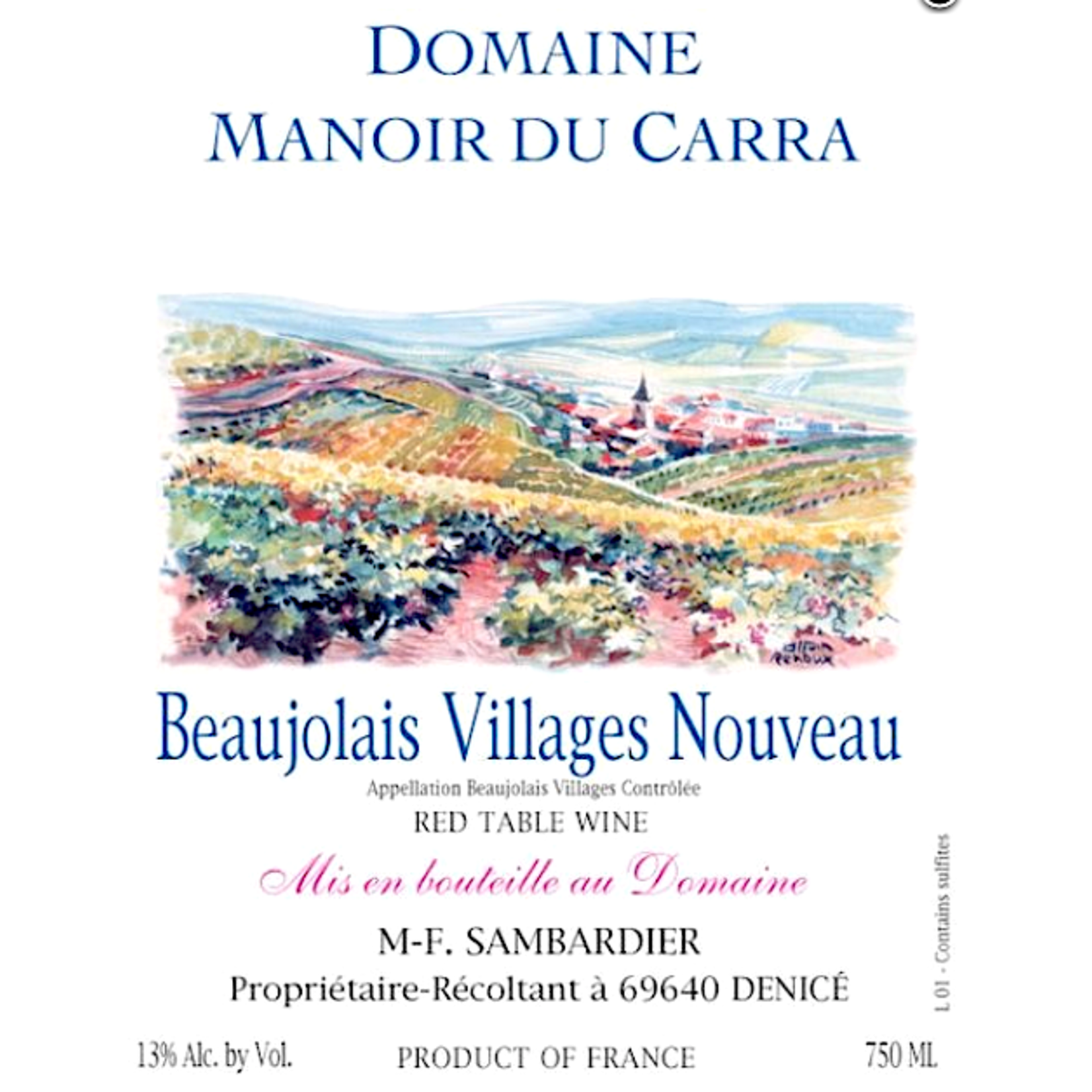 Domaine Manoir Du Carra Domaine Manoir Du Carra 2023 Beaujolais Villages Nouveau France