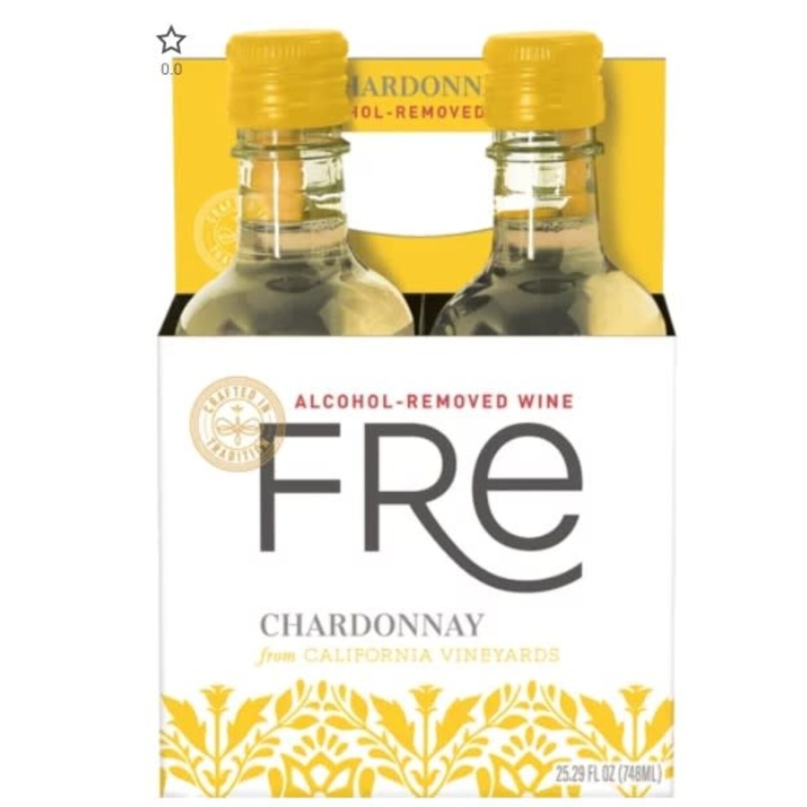 Fre Chardonnay California Vineyards Alcohol Removed Wine 4-Pk 187ml