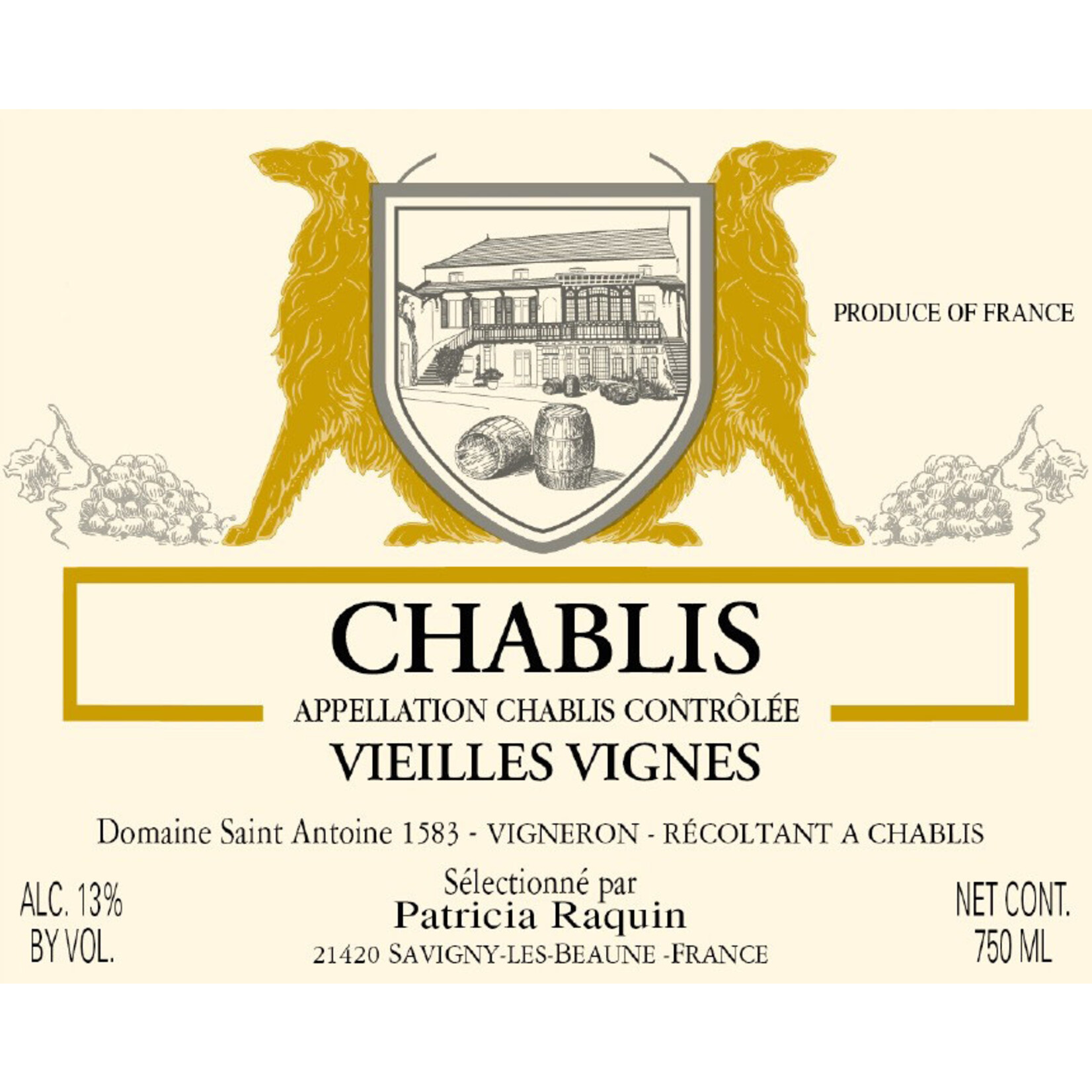 Patricia Raquin Chablis Vieilles Vignes  2022 Burgundy, France