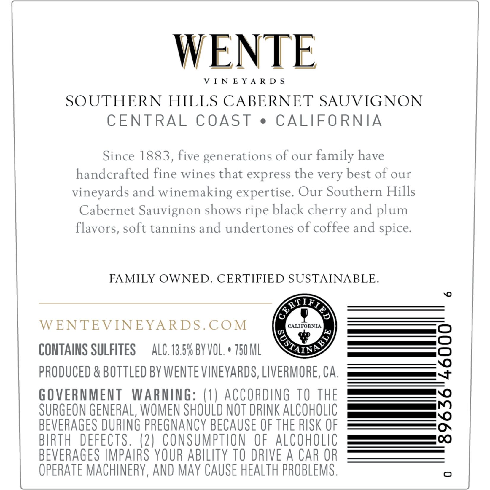 Wente Wente Southern Hills Cabernet Sauvignon 2022