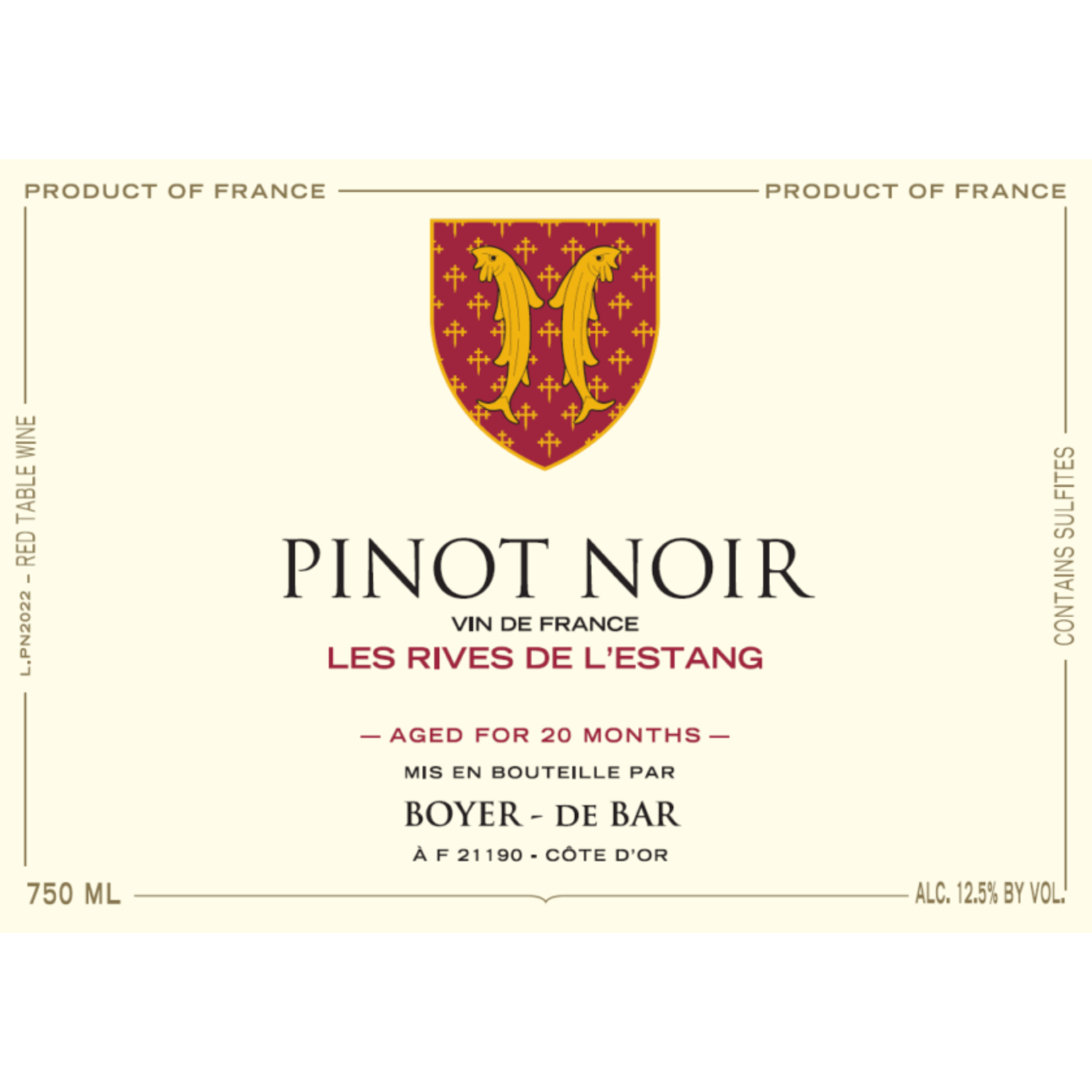 Vincent Boyer Les Rives de L'Estang Boyer de Bar Pinot Noir 2022 Burgundy  France